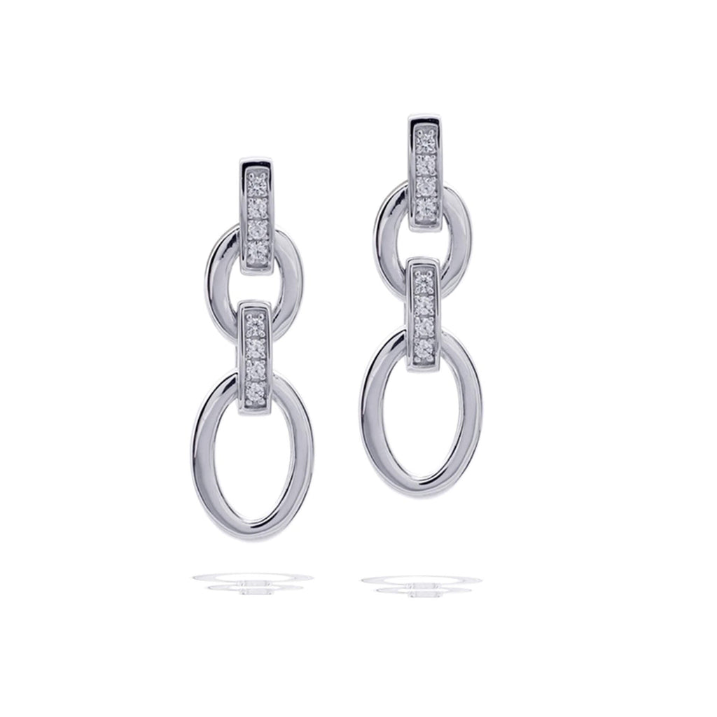 Diamonfire Sterling Silver Open Oval Chain Link Drop Earrings