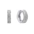 Gecko Jewellery Sterling Silver Half Pave Band Hoop Earrings