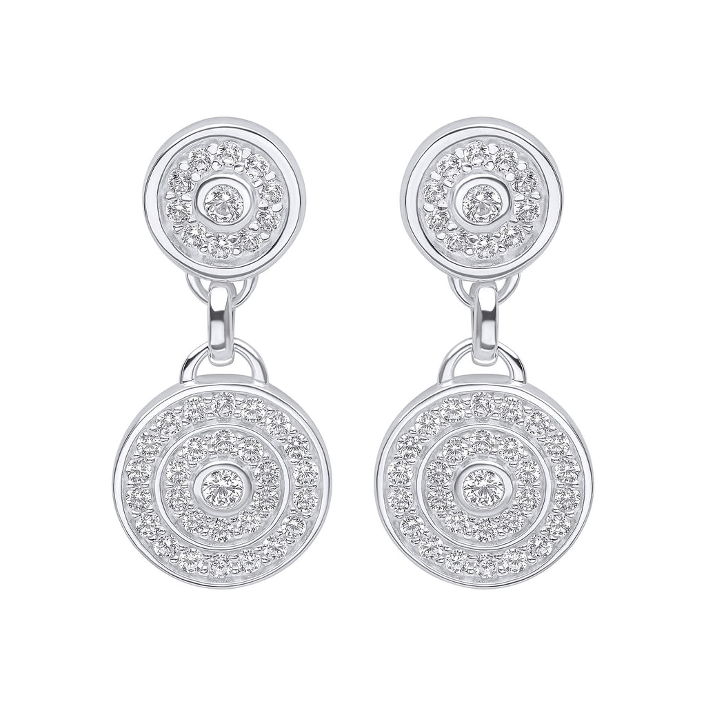 Gecko Jewellery Circular Drop Earrings with Cubic Zirconia Channels