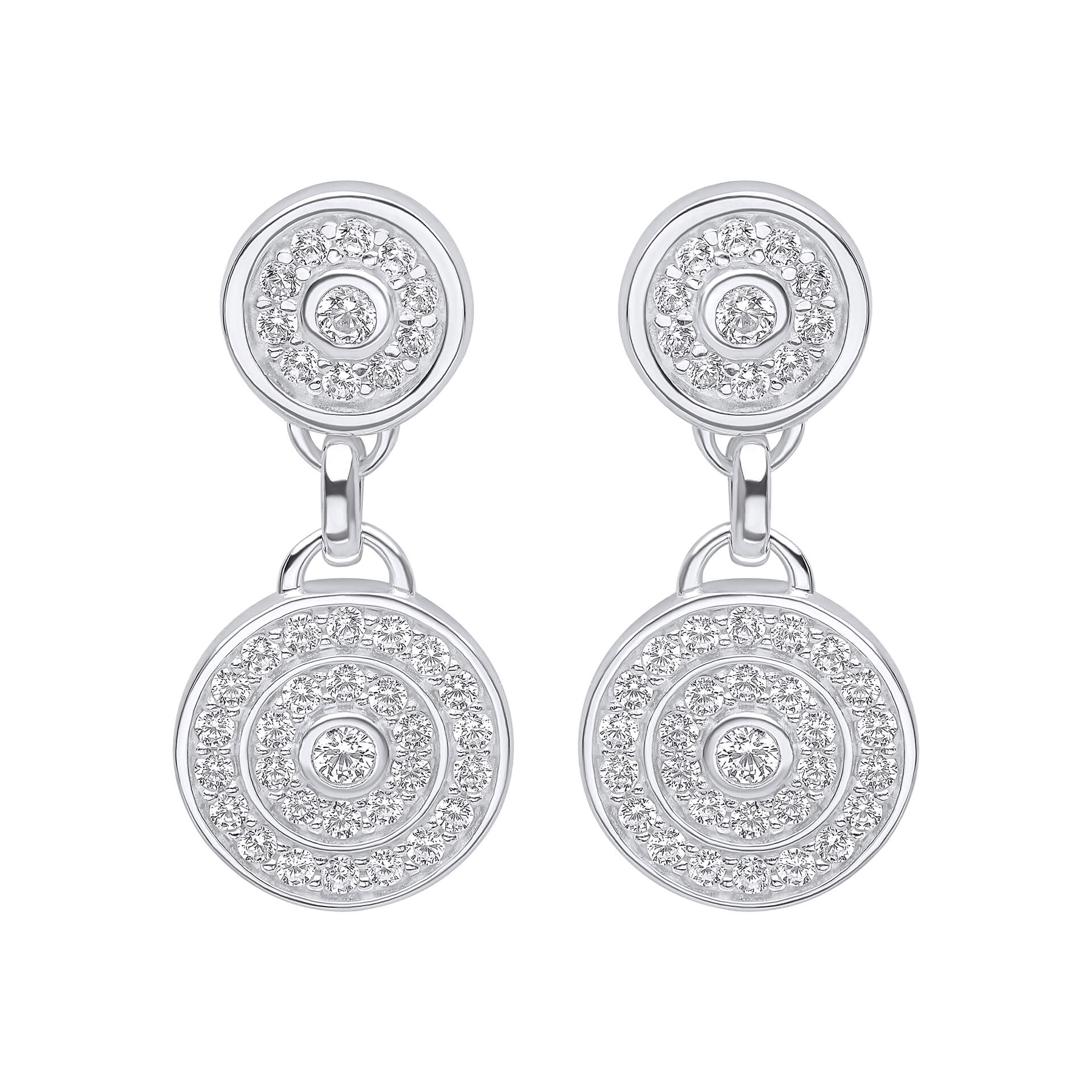 Gecko Jewellery Circular Drop Earrings with Cubic Zirconia Channels