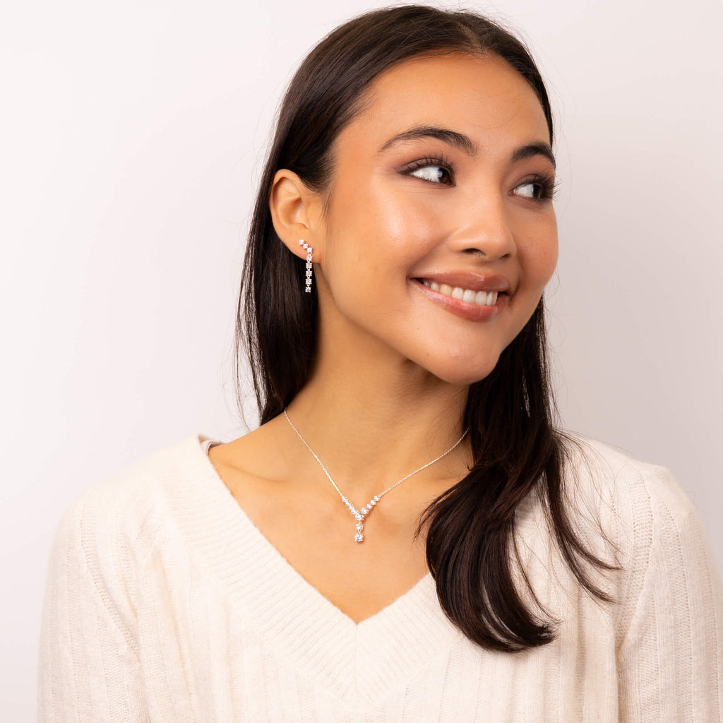 Gecko Jewellery Gradient Lariat Necklace in Recycled Sterling Silver