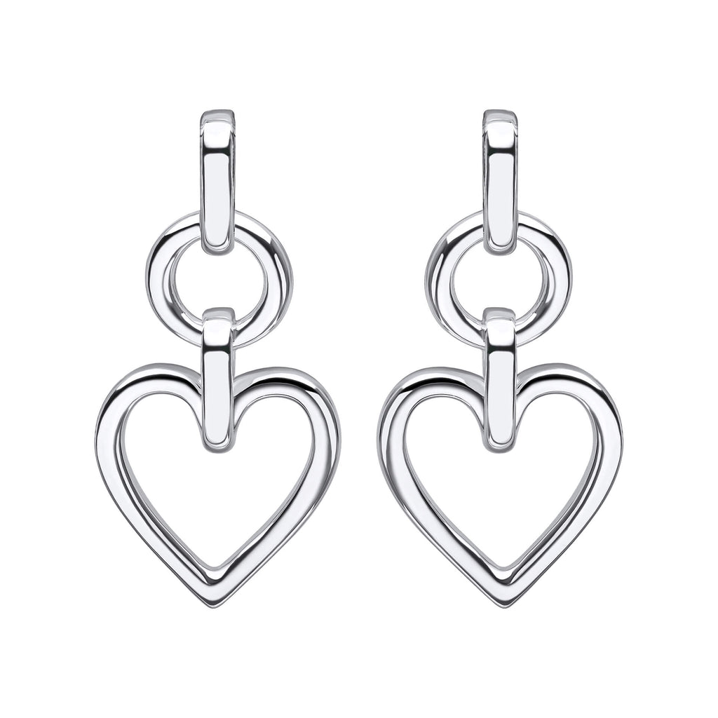 Gecko Jewellery Open Heart Drop Earrings – Recycled Sterling Silver