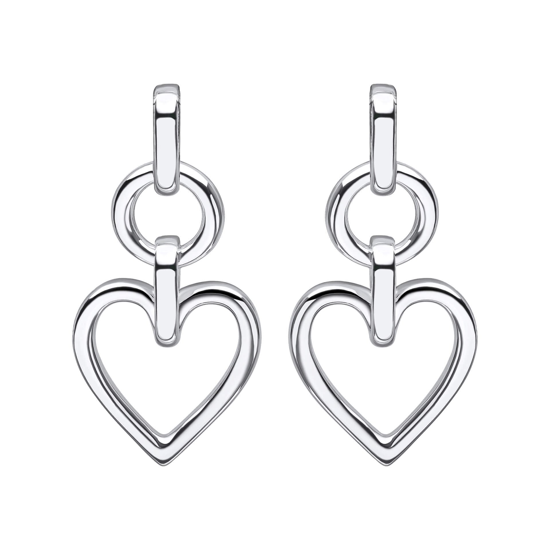 Gecko Jewellery Open Heart Drop Earrings – Recycled Sterling Silver