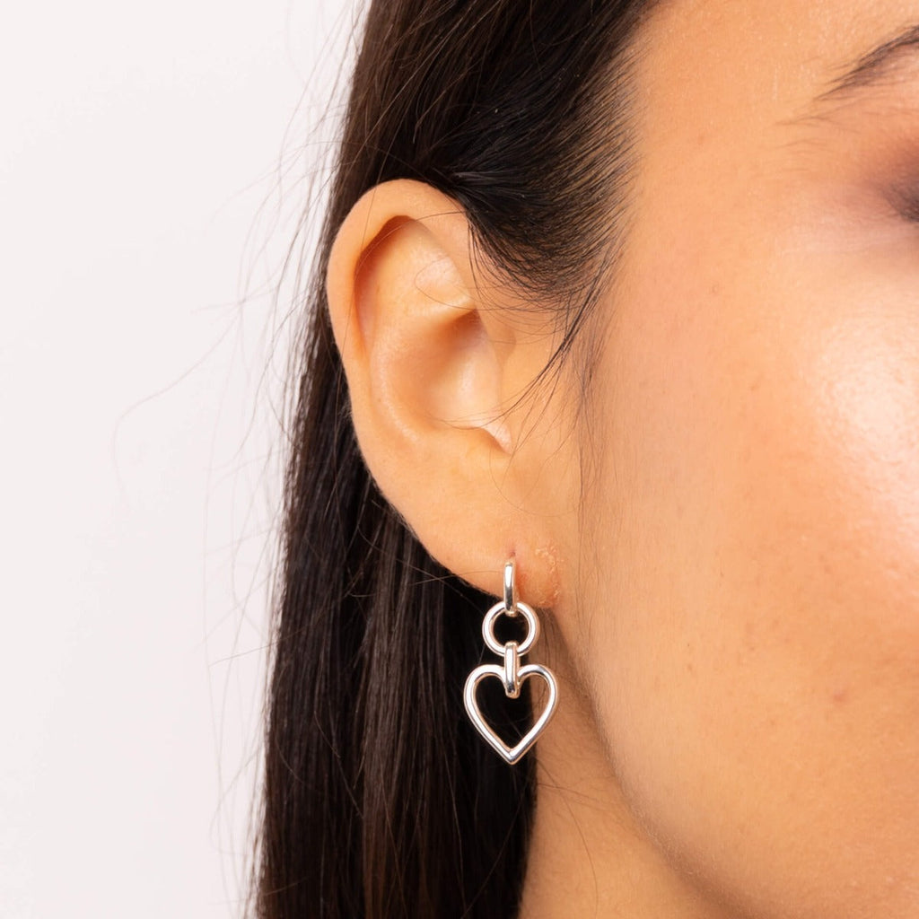 Gecko Jewellery Open Heart Drop Earrings – Recycled Sterling Silver