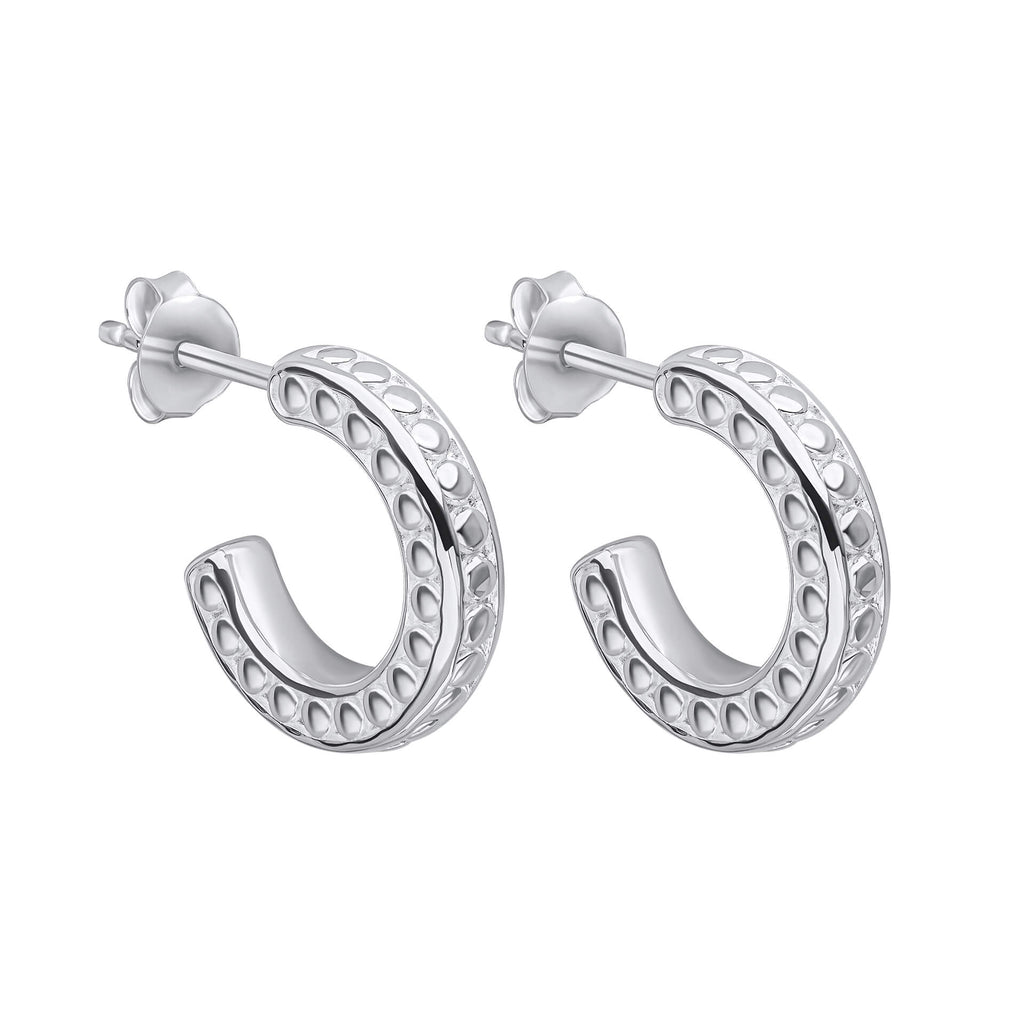 Gecko Jewellery Textured Channel Hoop Earrings in Recycled Sterling Silver