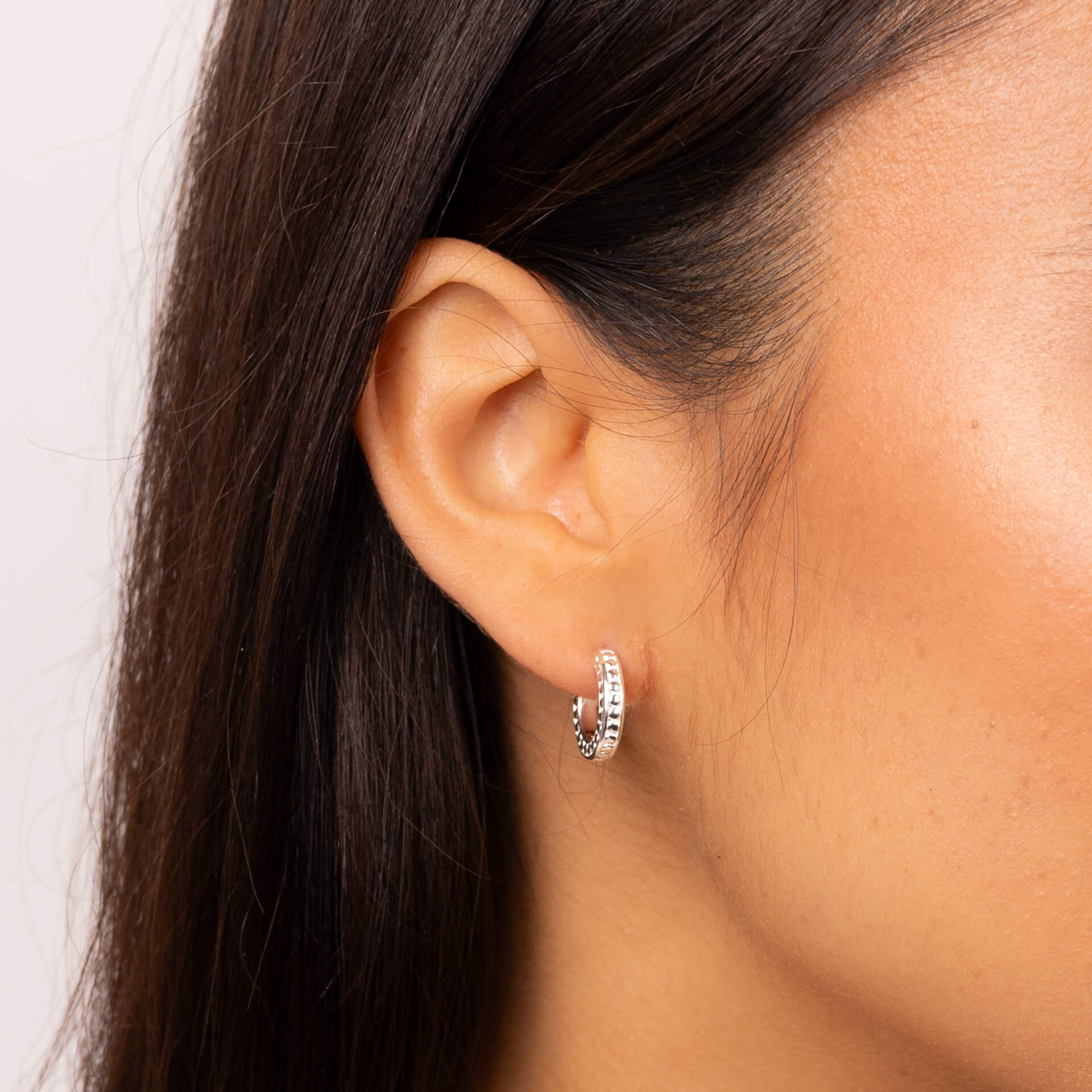 Gecko Jewellery Textured Channel Hoop Earrings in Recycled Sterling Silver