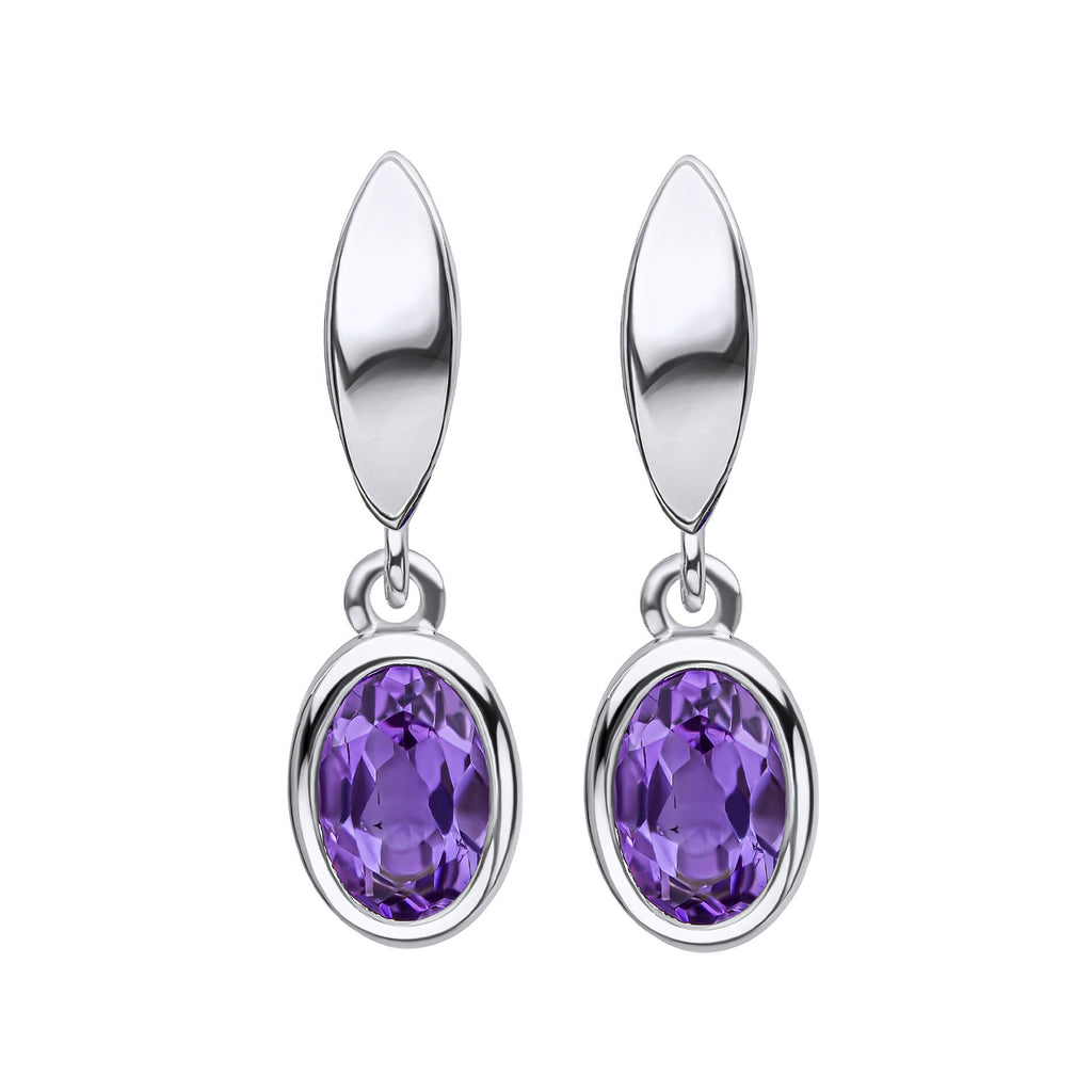 Gecko Jewellery Amethyst Drop Earrings in Recycled Sterling Silver