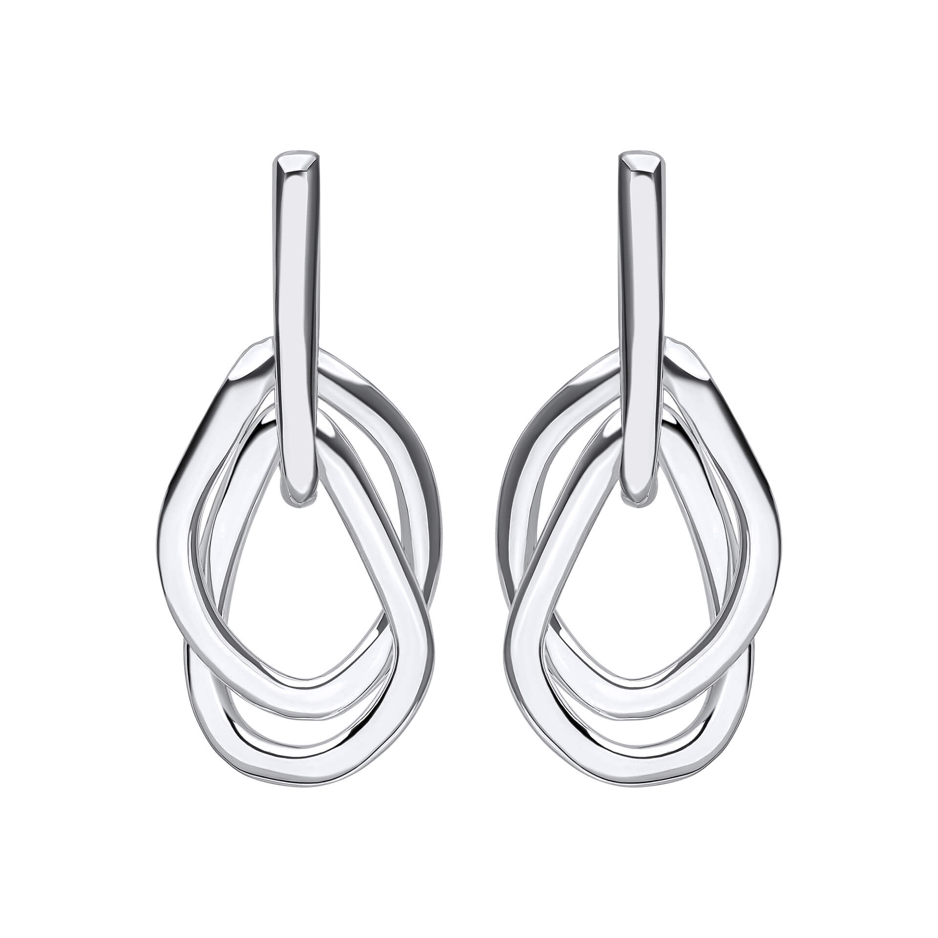 Gecko Jewellery Organic Interlinking Drop Earrings in Sterling Silver