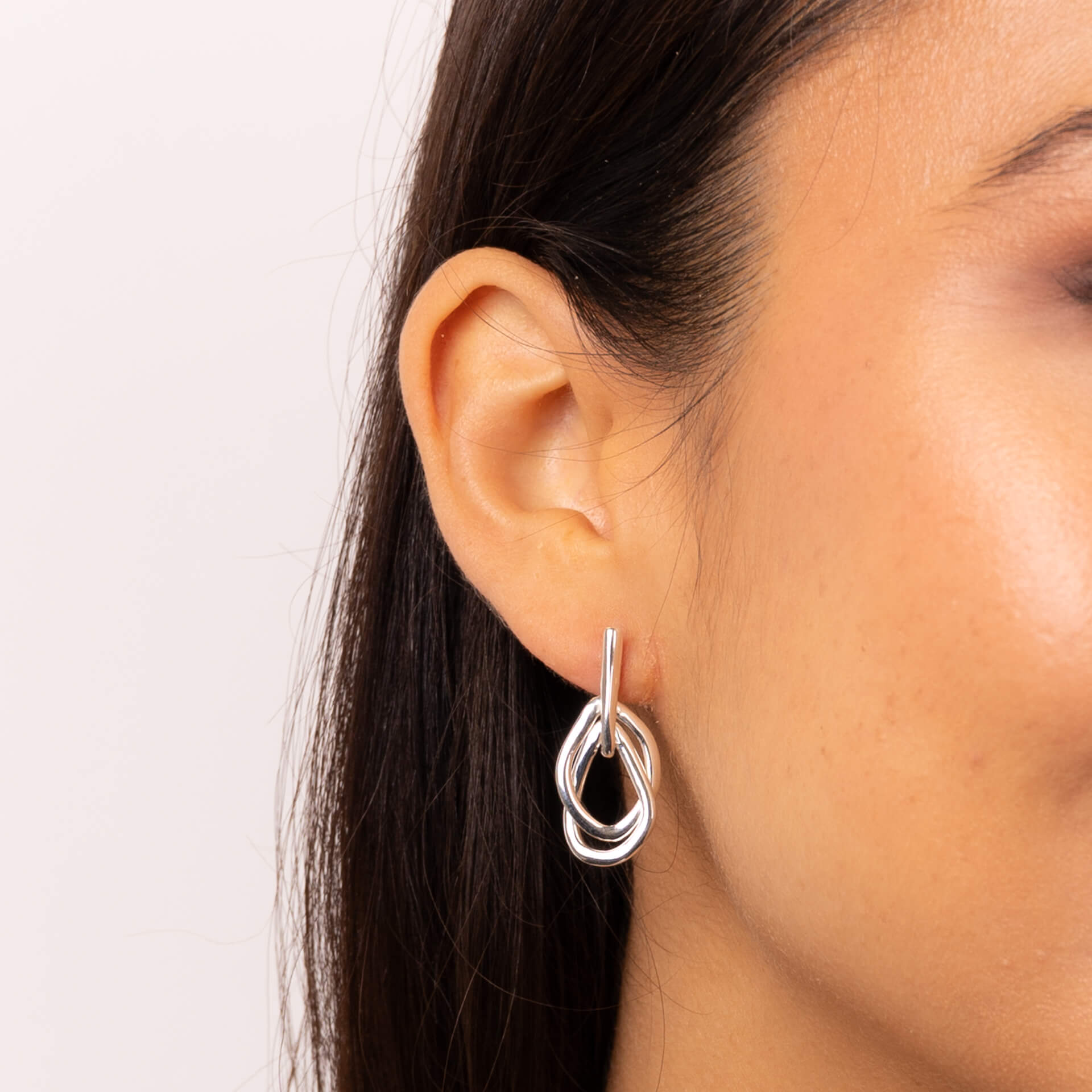 Gecko Jewellery Organic Interlinking Drop Earrings in Sterling Silver