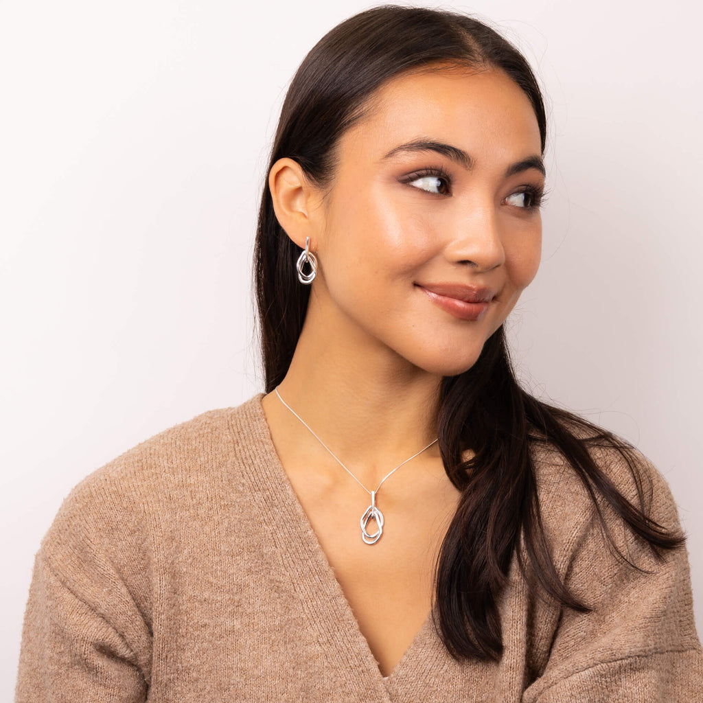 Gecko Jewellery Organic Interlinking Drop Pendant - Recycled Silver