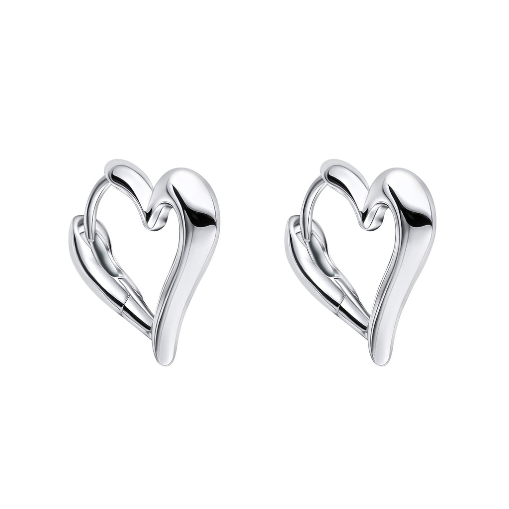 Gecko Jewellery Open Heart Hoop Earrings in Recycled Sterling Silver