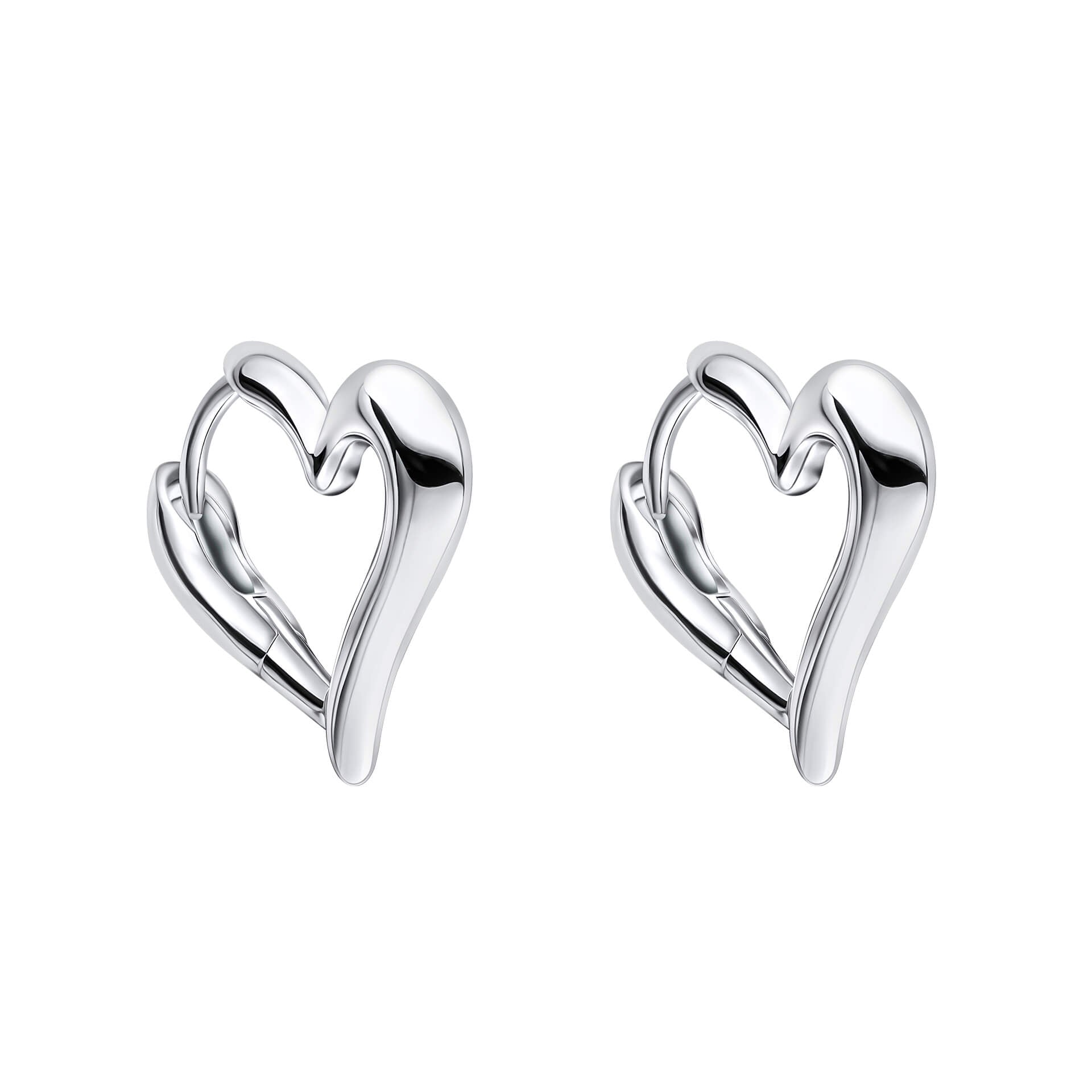 Gecko Jewellery Open Heart Hoop Earrings in Recycled Sterling Silver