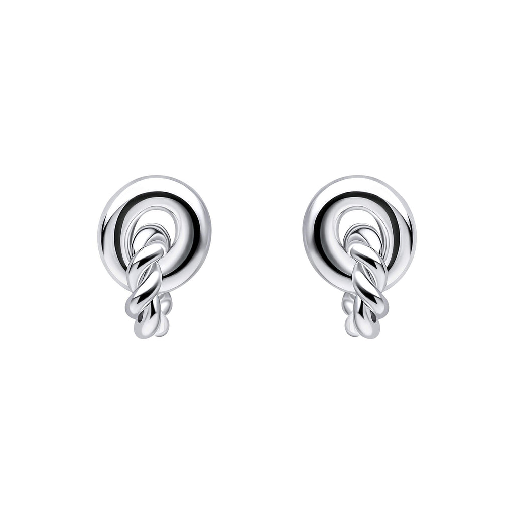 Gecko Jewellery Recycled Sterling Silver Rope Linked Circle Stud Earrings
