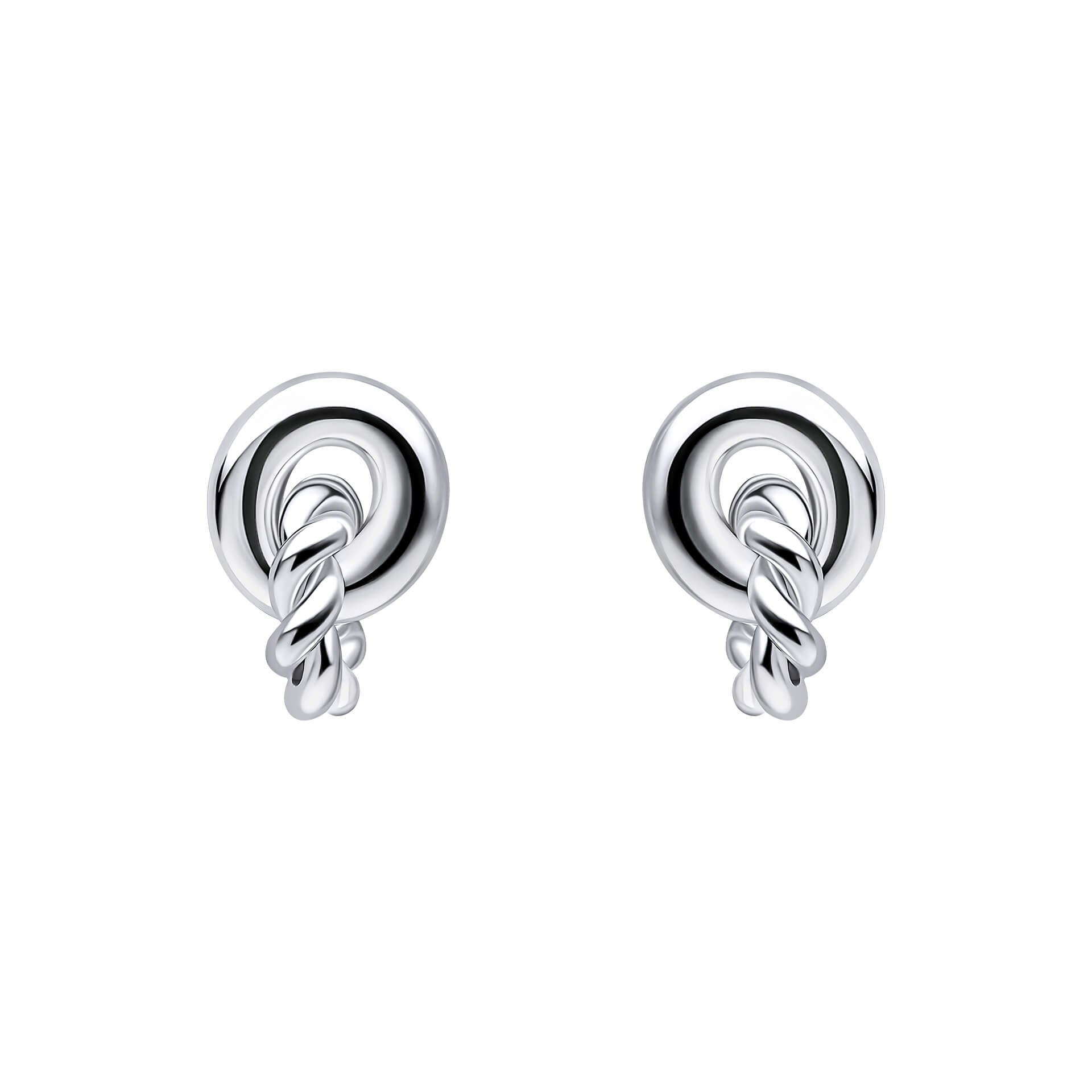 Gecko Jewellery Recycled Sterling Silver Rope Linked Circle Stud Earrings