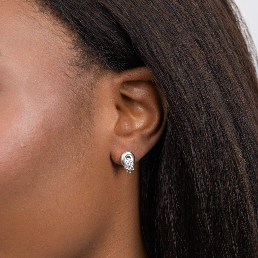 Gecko Jewellery Recycled Sterling Silver Rope Linked Circle Stud Earrings