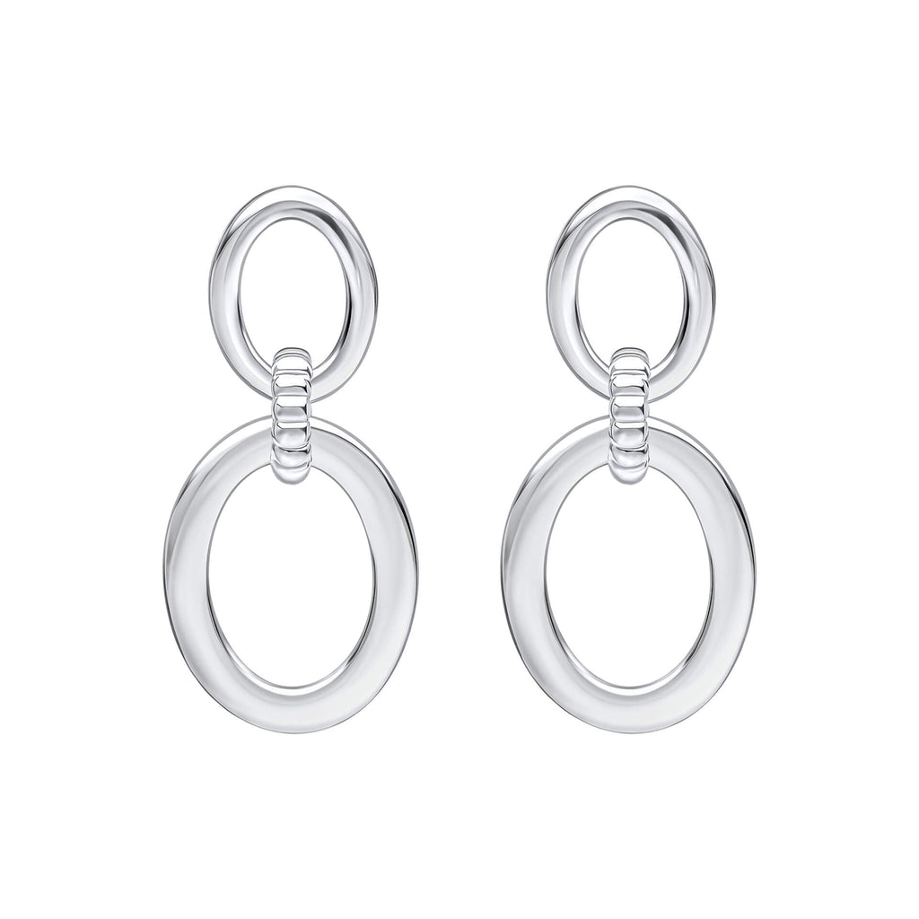 Gecko Jewellery Recycled Sterling Silver Double Oval Drop Earrings