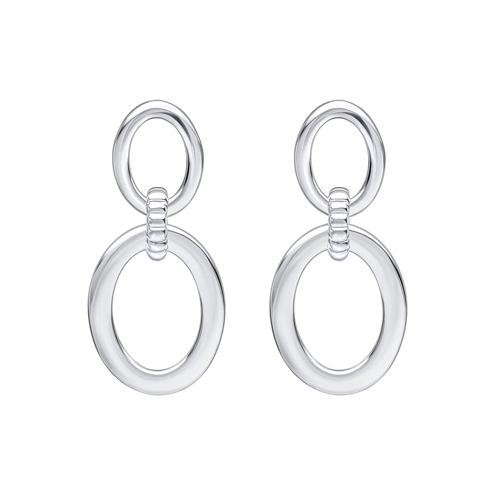 Gecko Jewellery Recycled Sterling Silver Double Oval Drop Earrings