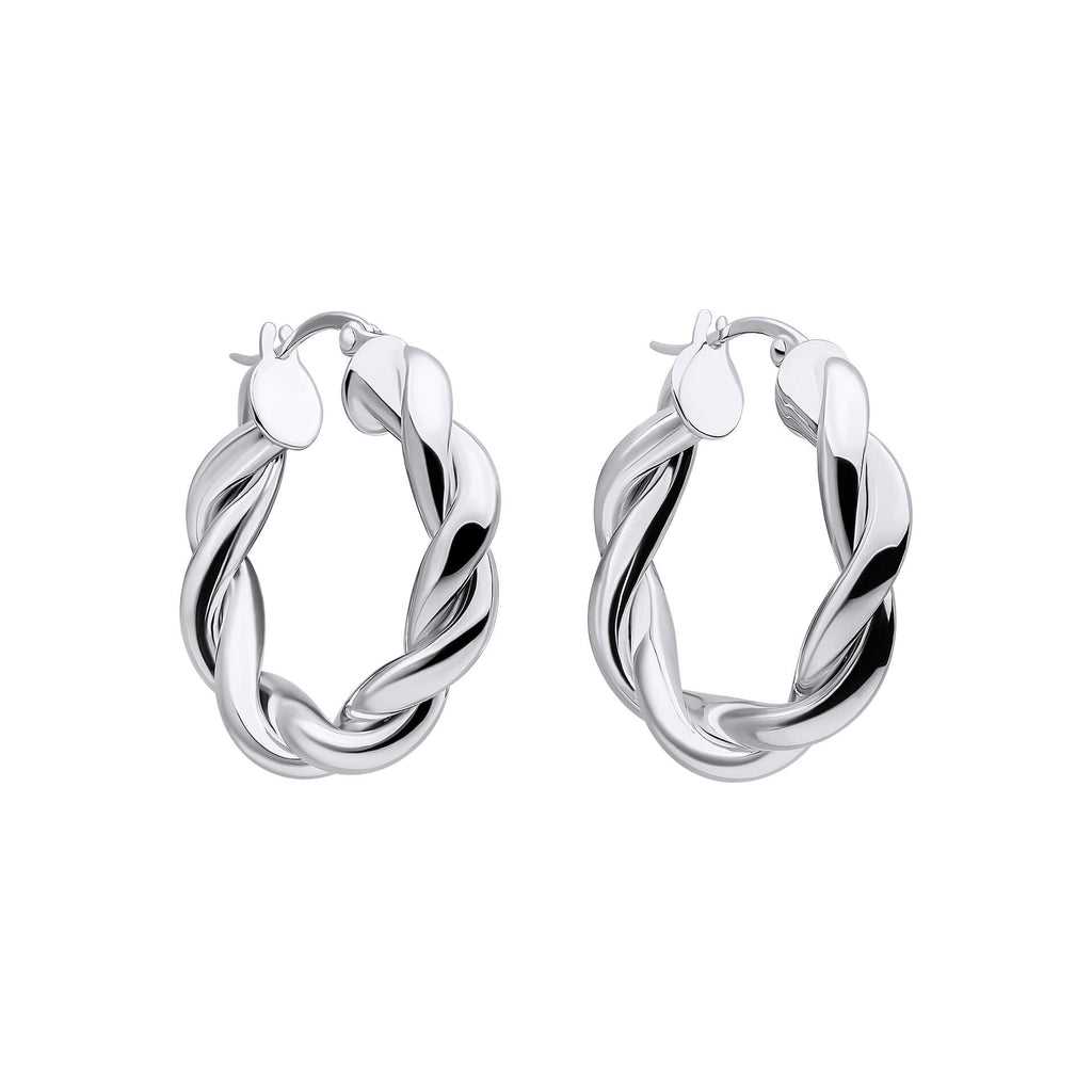 Gecko Jewellery Recycled Sterling Silver Chunky Rope Twist Hoop Earrings