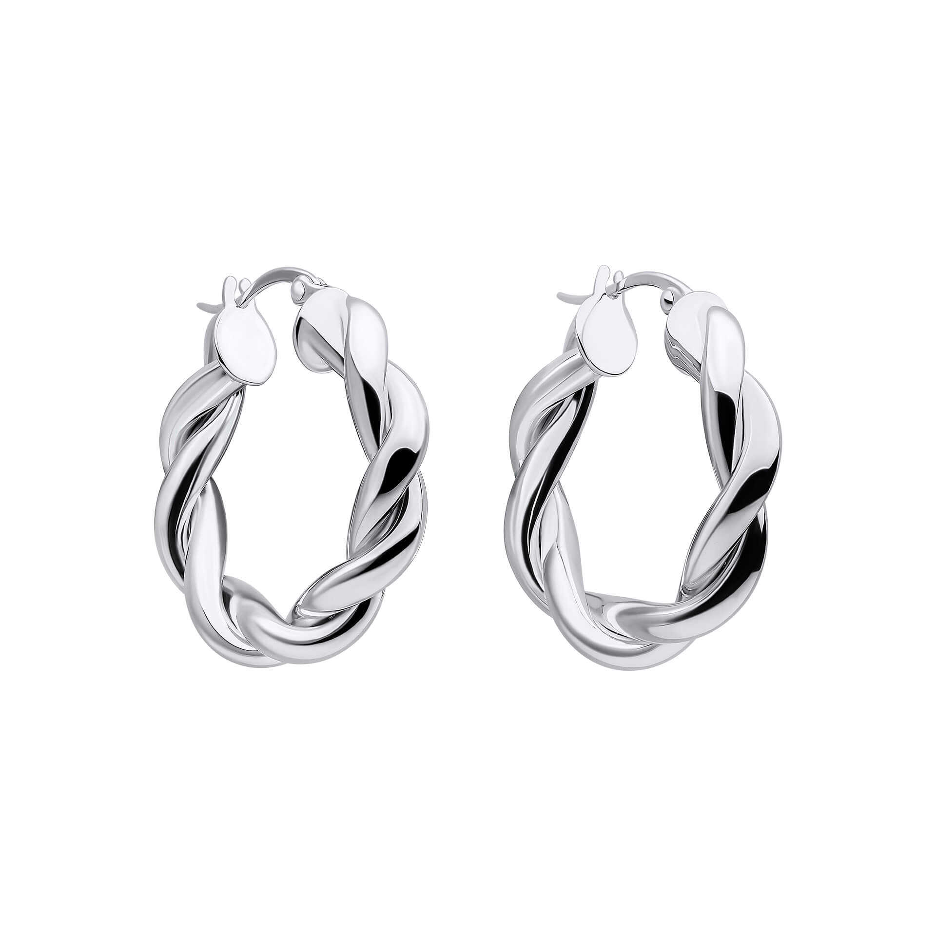 Gecko Jewellery Recycled Sterling Silver Chunky Rope Twist Hoop Earrings