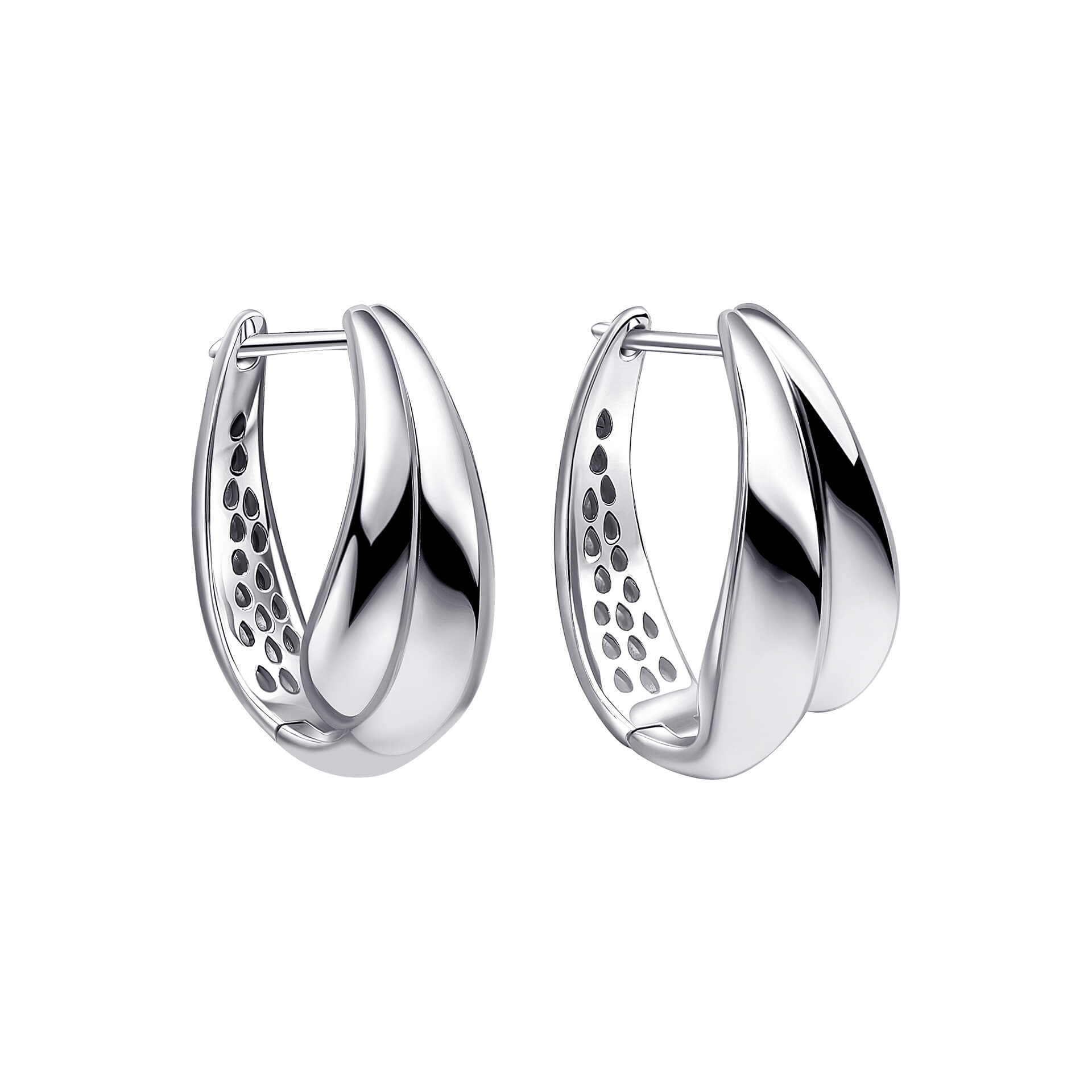 Gecko Jewellery Organic Wave Hoop Earrings in Recycled Sterling Silver