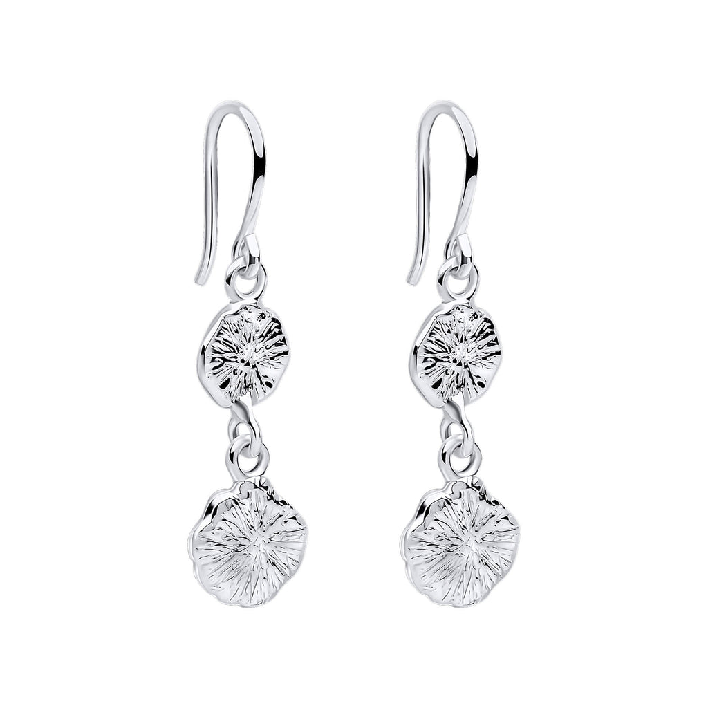 Gecko Jewellery Recycled Sterling Silver Spray Textured Drop Earrings