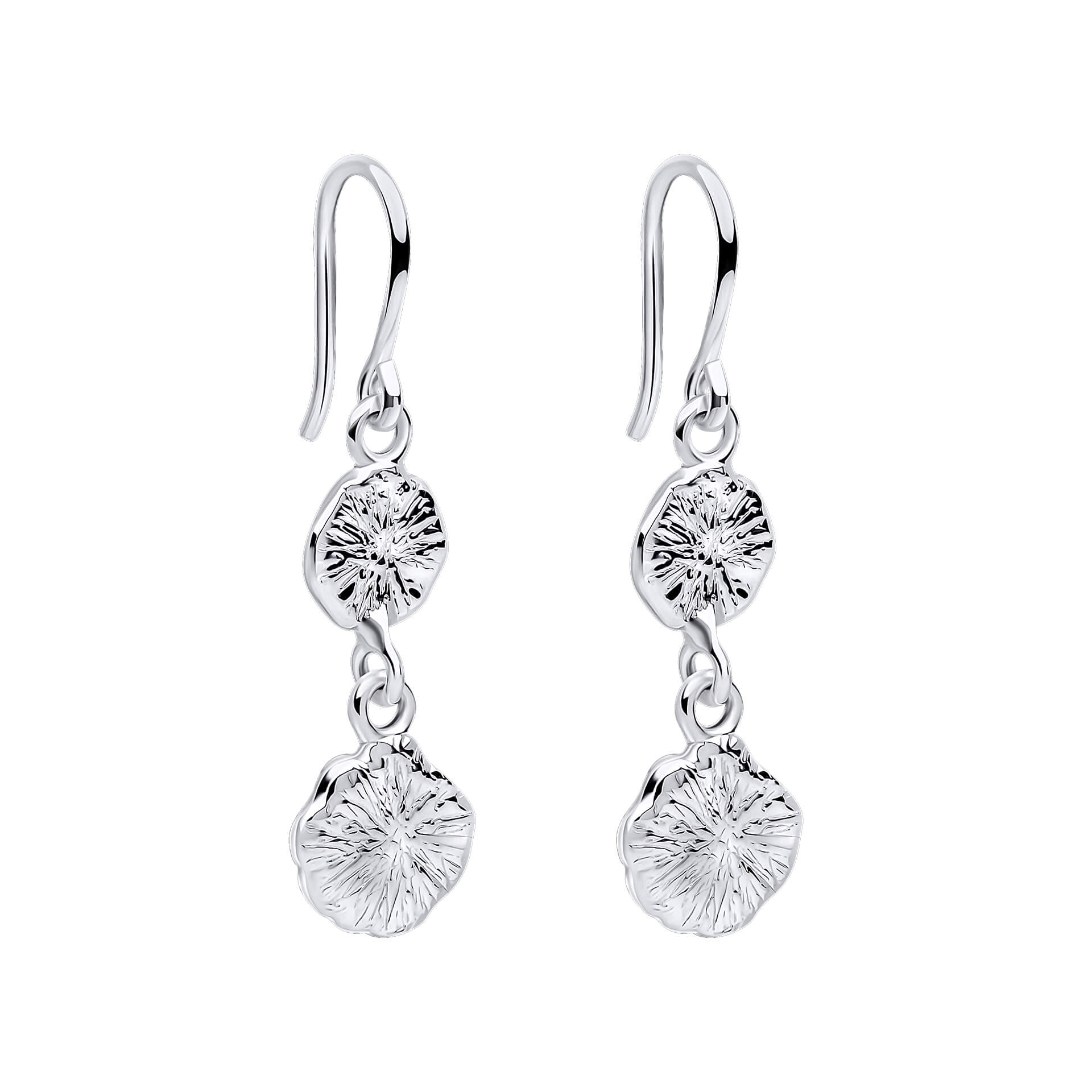 Gecko Jewellery Recycled Sterling Silver Spray Textured Drop Earrings