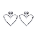 Gecko Jewellery Large Hammered Heart Drop Earrings – Open Heart Design