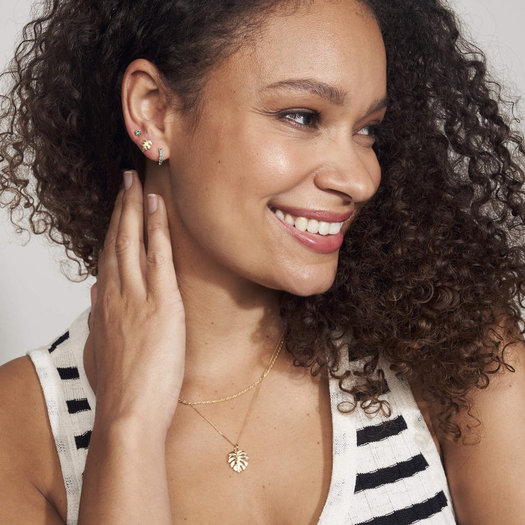 Monstera Leaf Stud Earrings in Recycled Sterling Silver | Gecko Jewellery