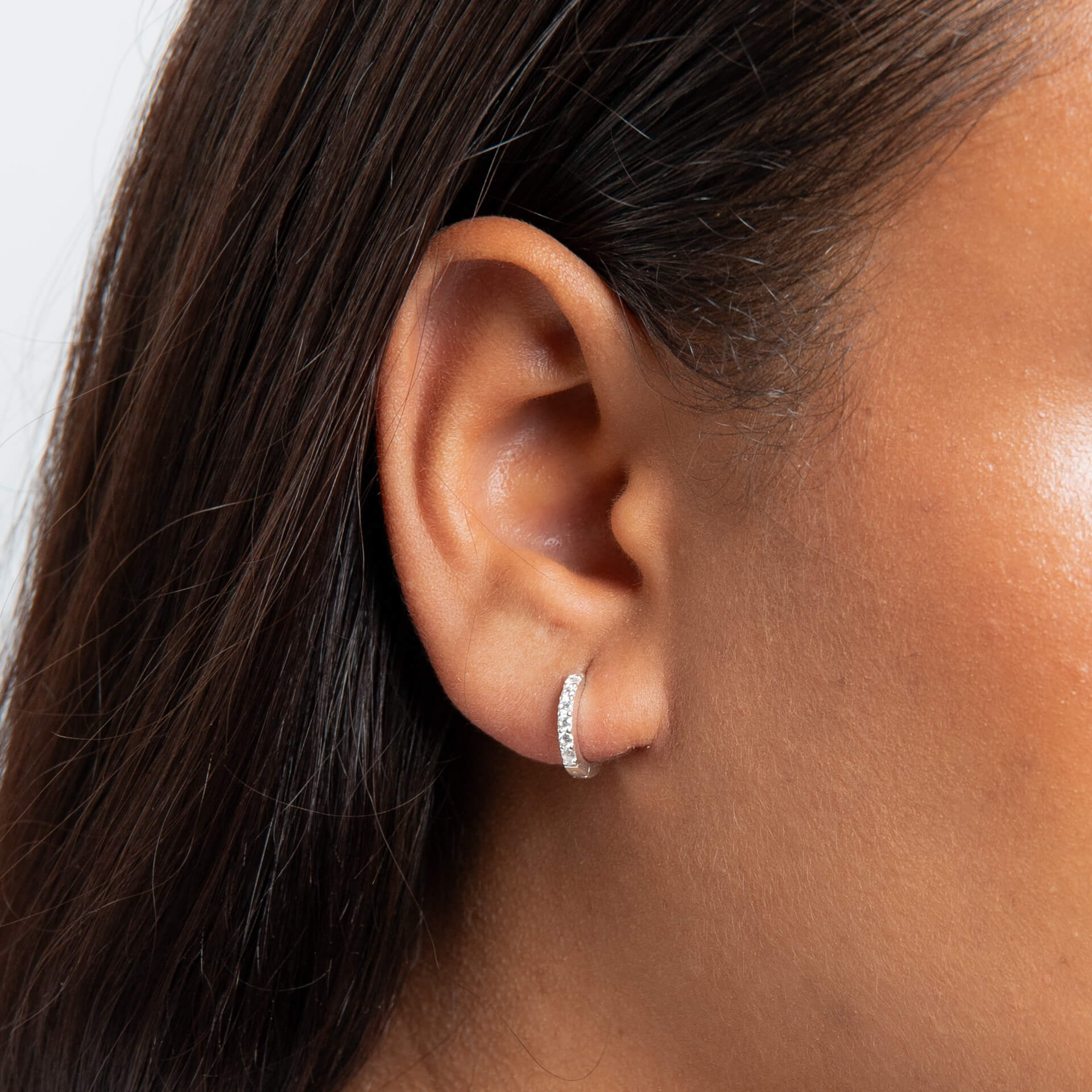 Gecko Jewellery Recycled Sterling Silver Crystal Hoop Earrings