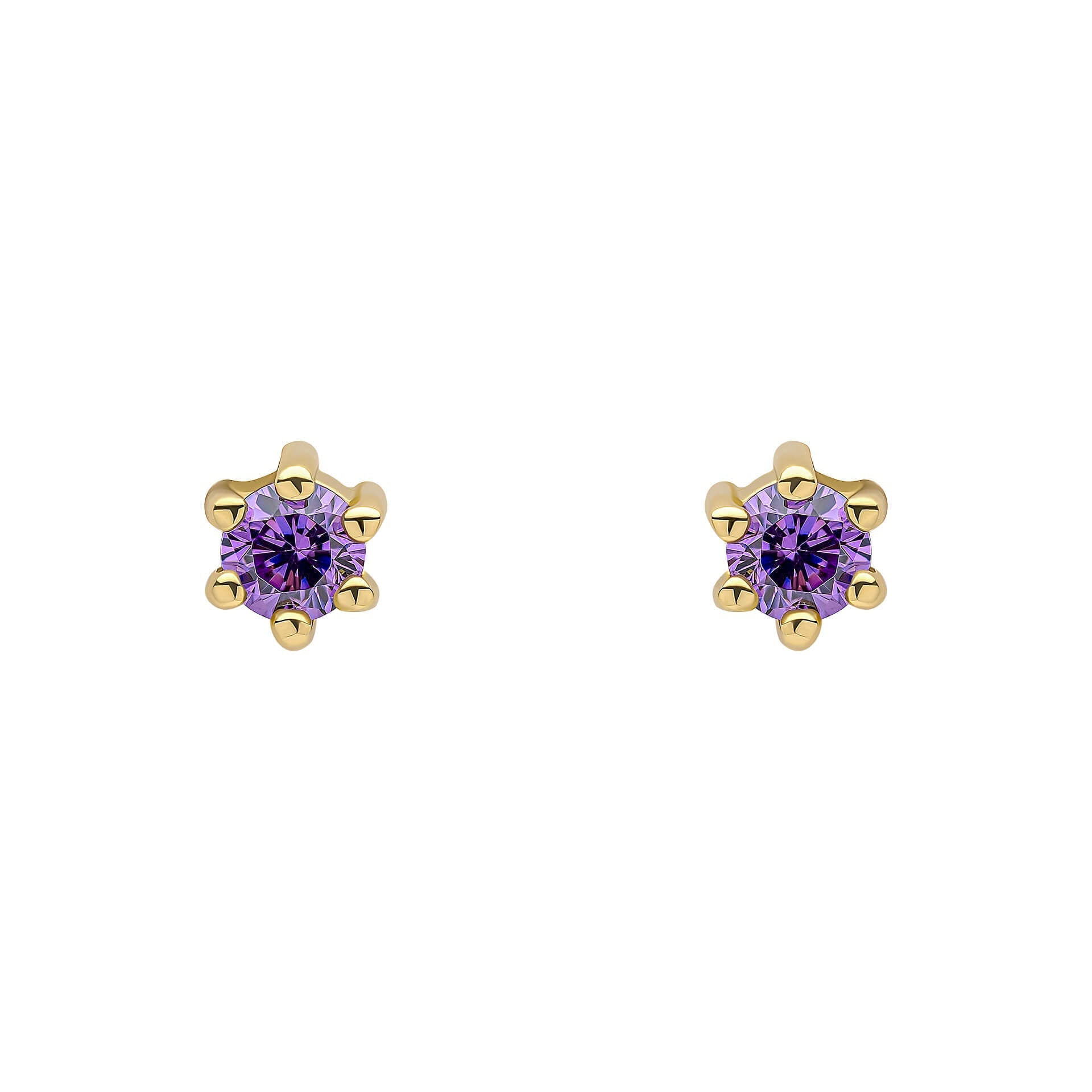 Gecko Jewellery 3mm Crystal Stud Earrings | Gold Plated Sterling Silver