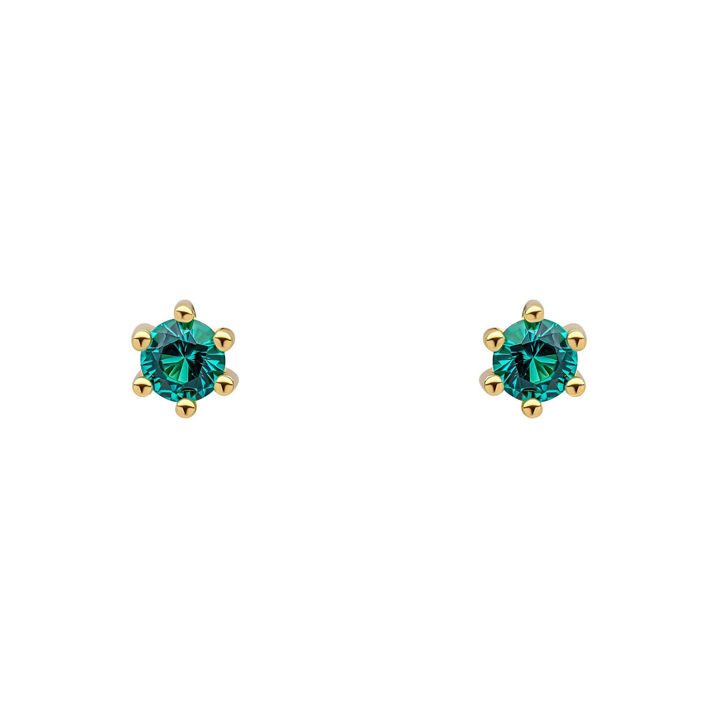 Gecko Jewellery 3mm Crystal Stud Earrings | Gold Plated Sterling Silver