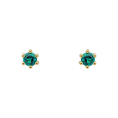 Gecko Jewellery 3mm Crystal Stud Earrings | Gold Plated Sterling Silver