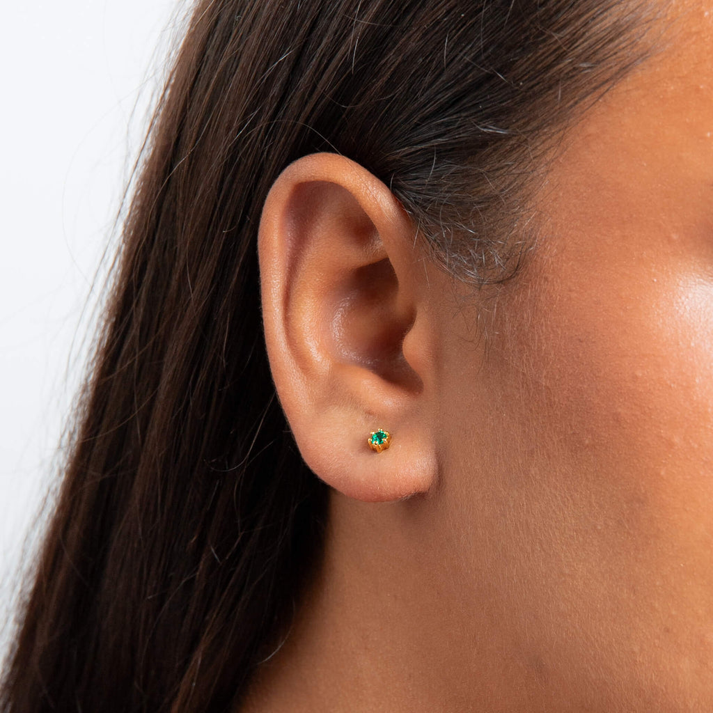Gecko Jewellery 3mm Crystal Stud Earrings | Gold Plated Sterling Silver