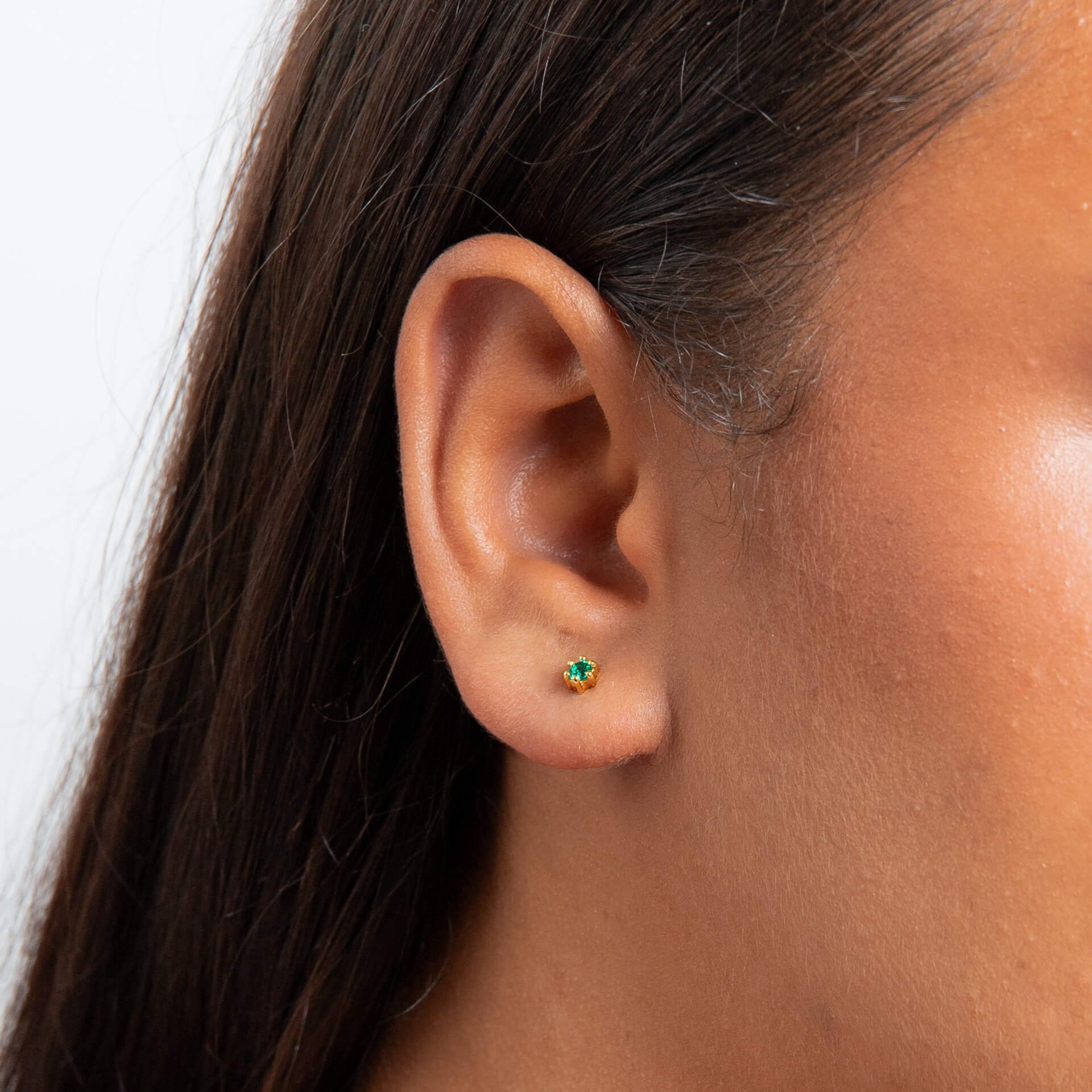Gecko Jewellery 3mm Crystal Stud Earrings | Gold Plated Sterling Silver