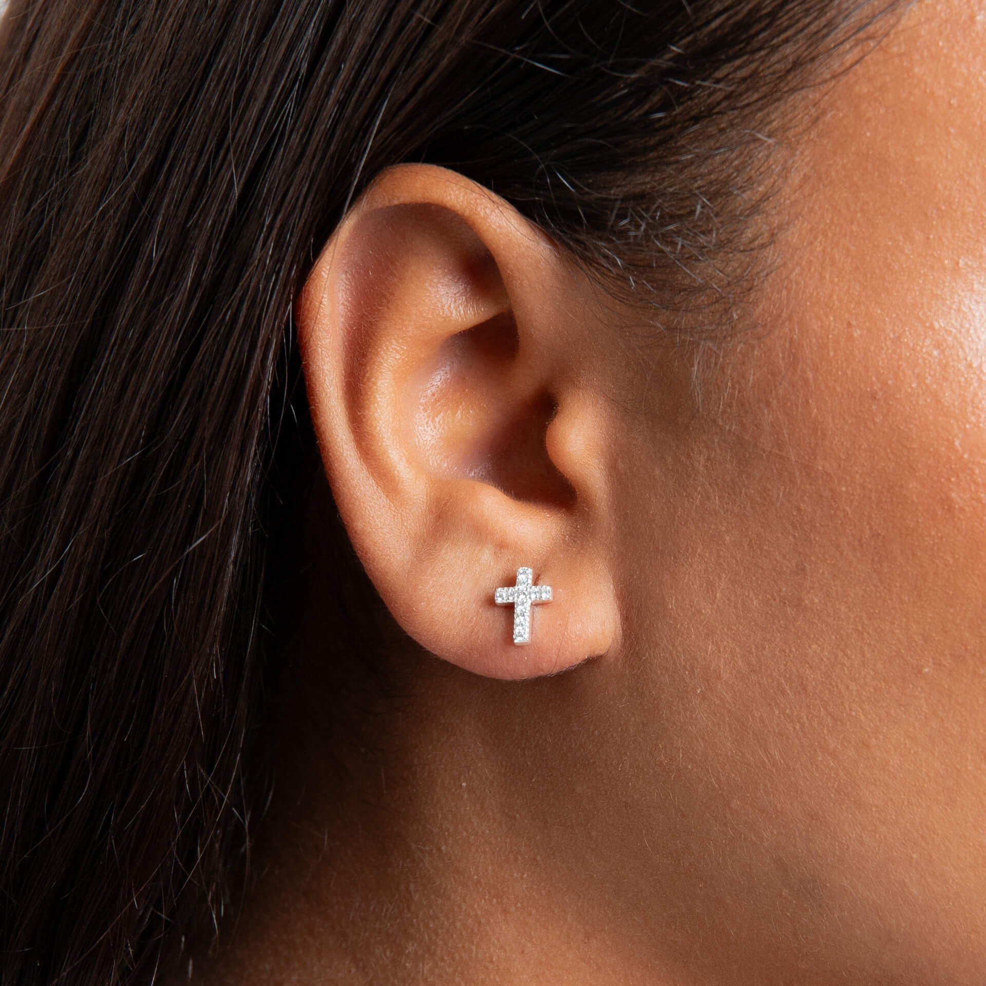 Gecko Jewellery Recycled Sterling Silver Small Cross Stud Earrings