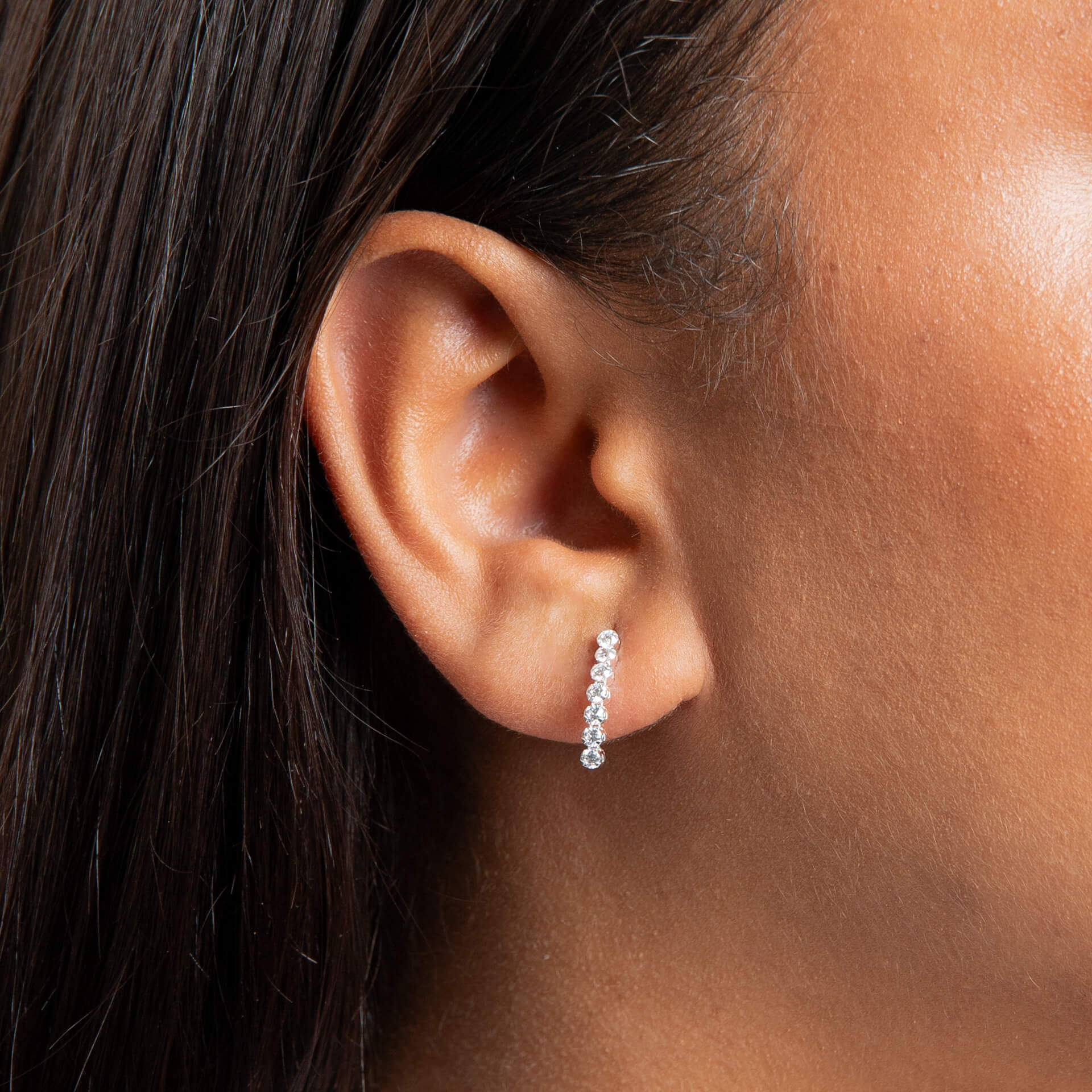 Gecko Jewellery Cup Chain Earrings | Recycled Silver Cubic Zirconia