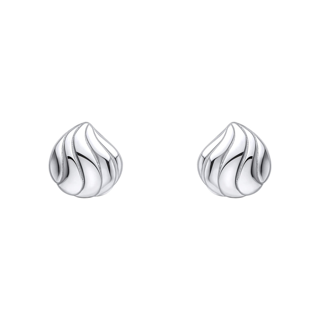 Gecko Jewellery Recycled Sterling Silver Organic Wave Teardrop Studs