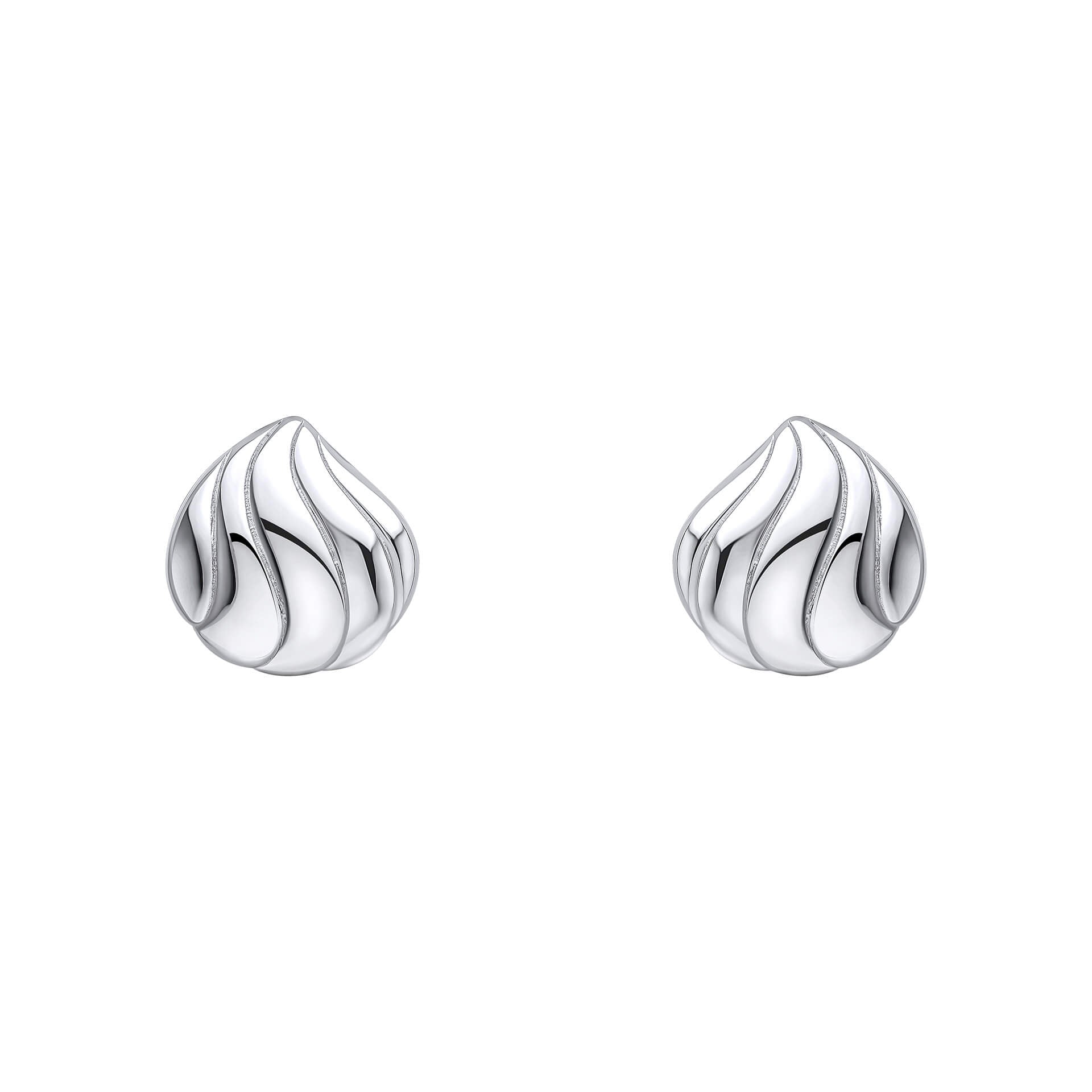 Gecko Jewellery Recycled Sterling Silver Organic Wave Teardrop Studs