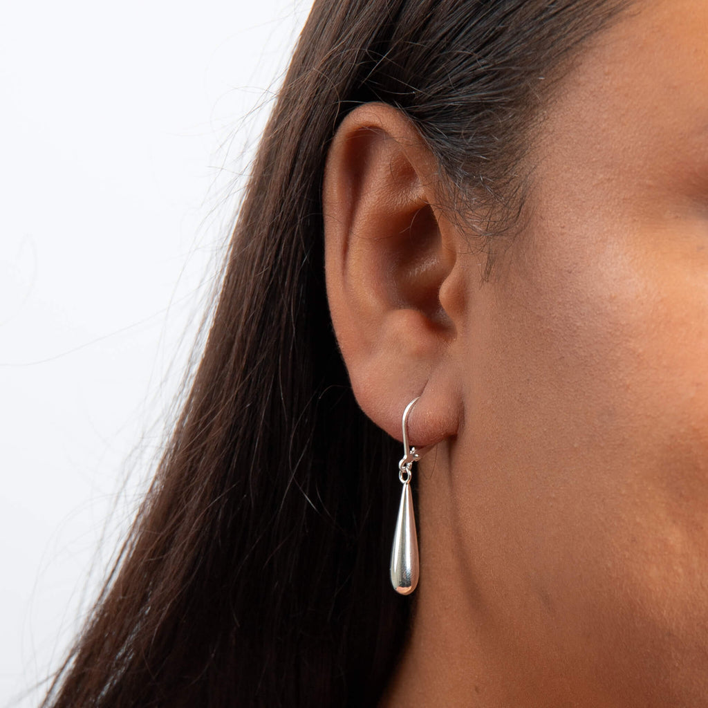 Gecko Jewellery Elongated Teardrop Earrings – Recycled Sterling Silver
