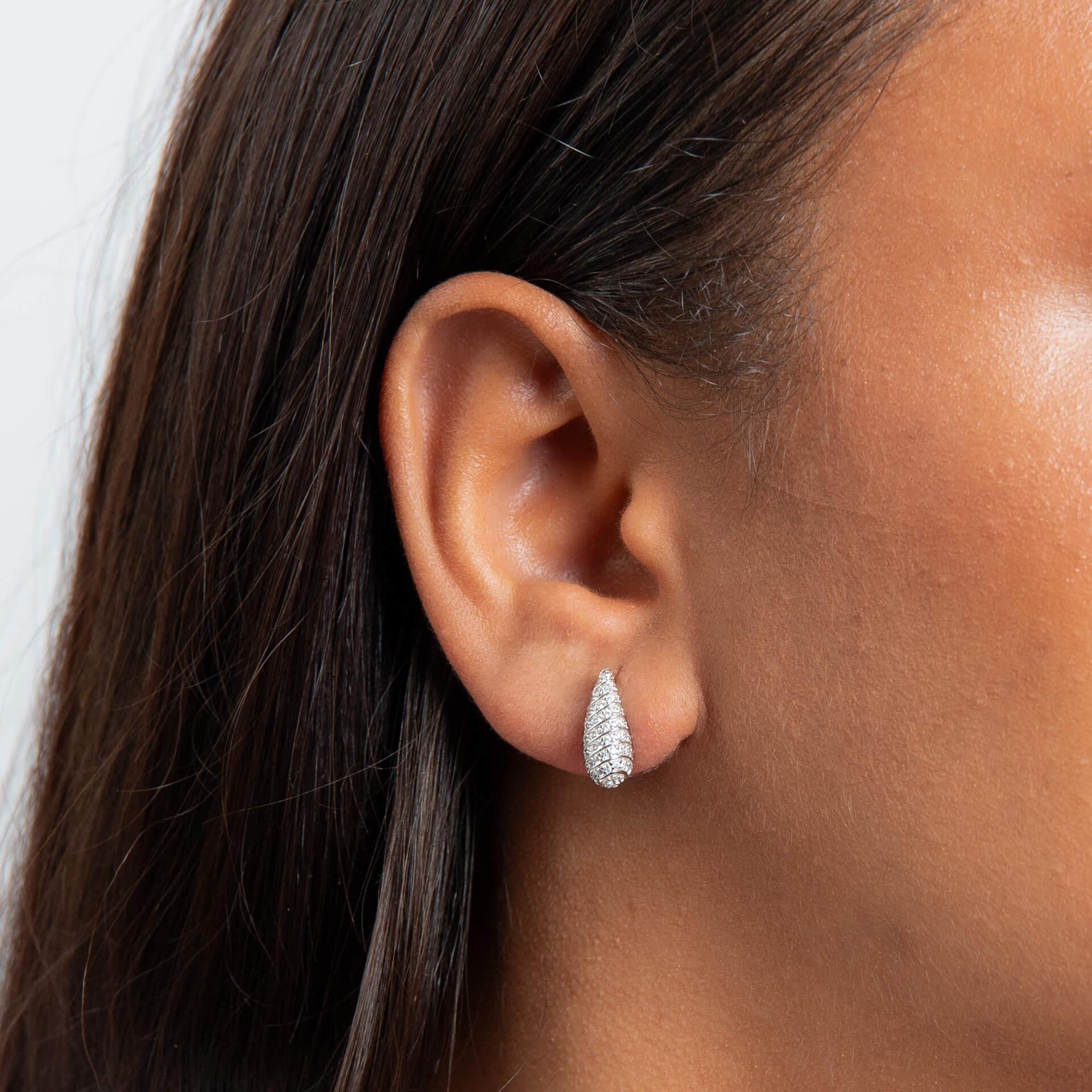 Gecko Jewellery Sterling Silver Cubic Zirconia Droplet Stud Earrings