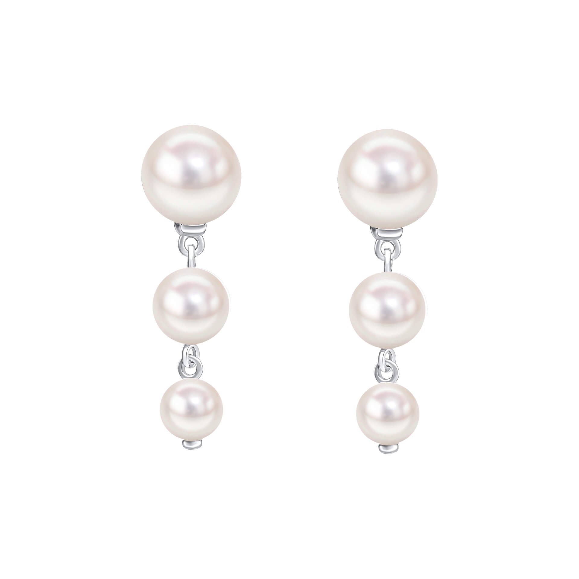 Gecko Jewellery – Gradient Freshwater Pearl Drop Earrings in Silver