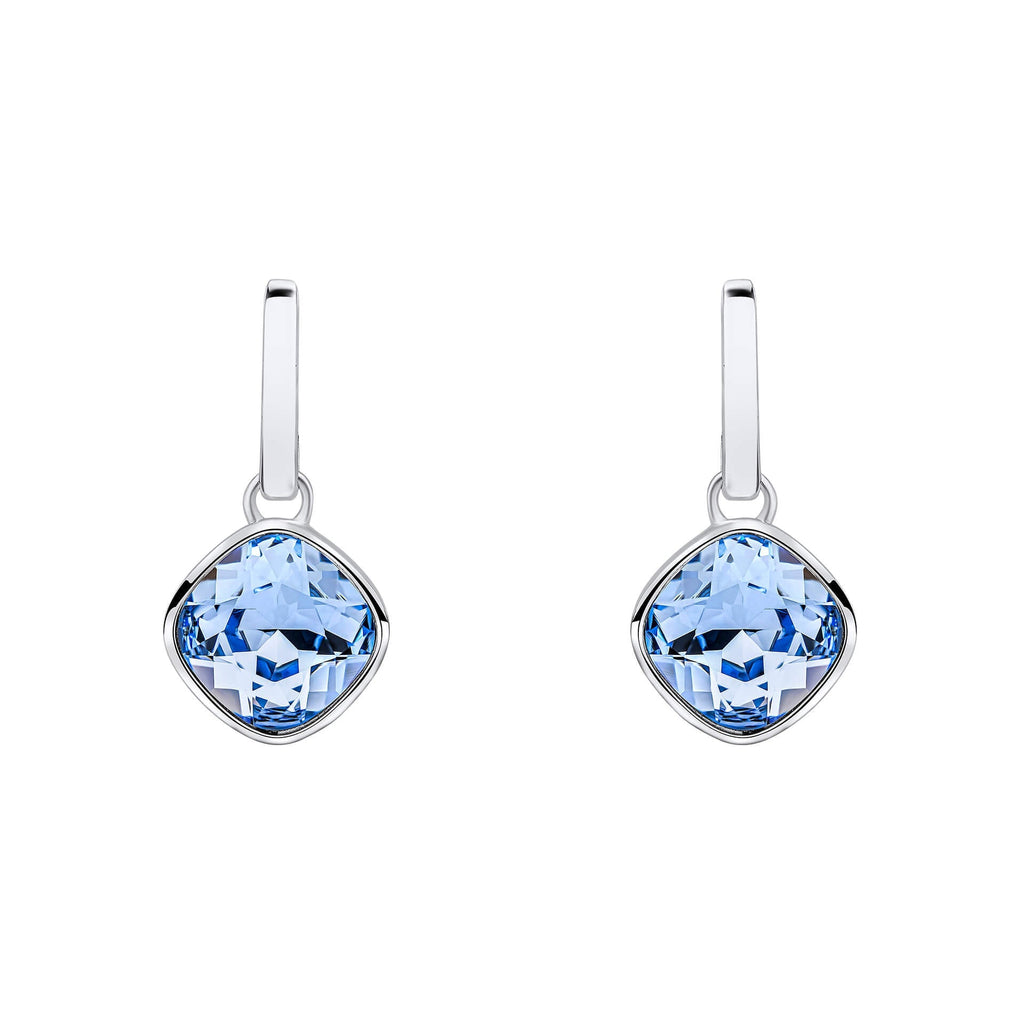 Gecko Jewellery Cushion Cut Crystal Drop Stud Earrings in Sterling Silver