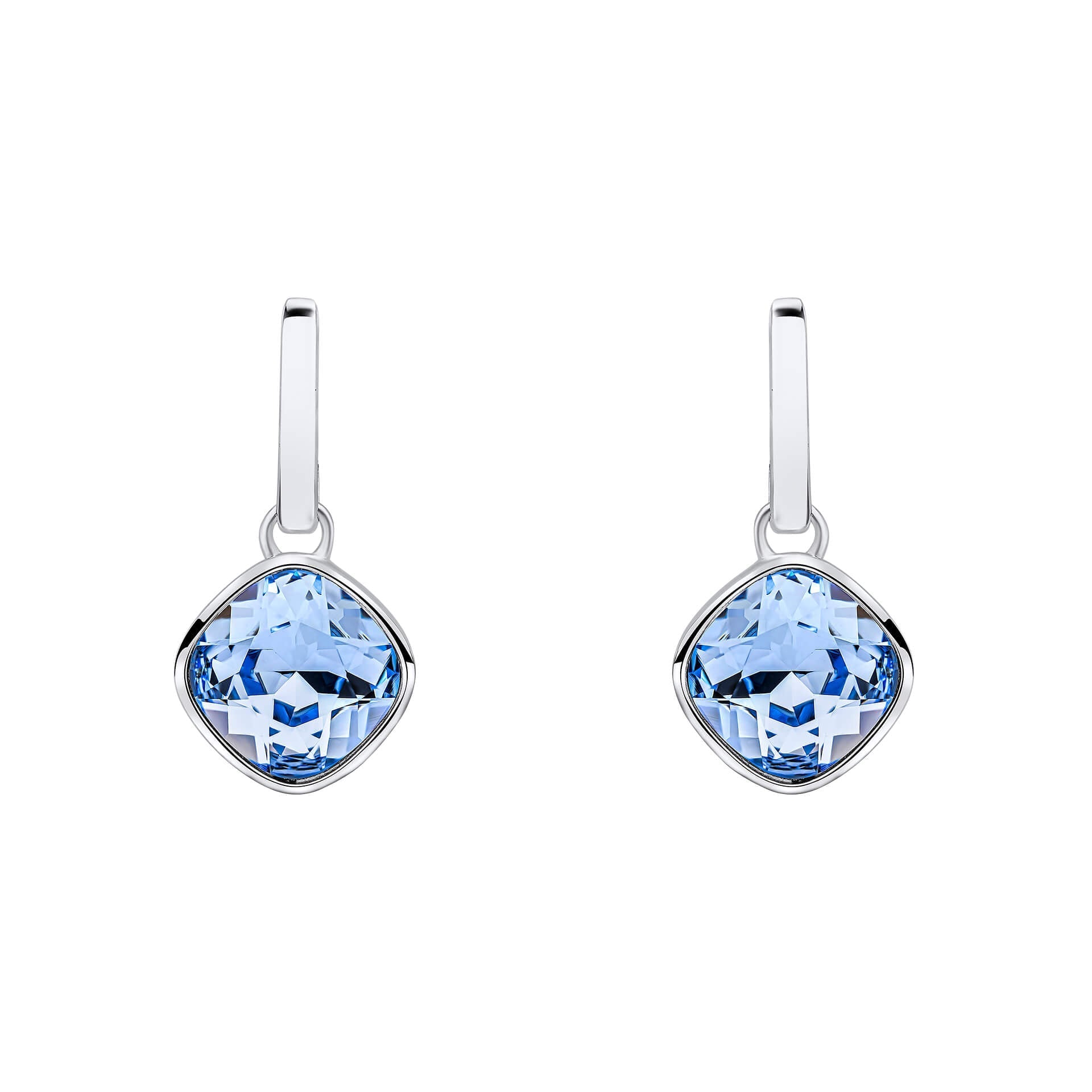 Gecko Jewellery Cushion Cut Crystal Drop Stud Earrings in Sterling Silver