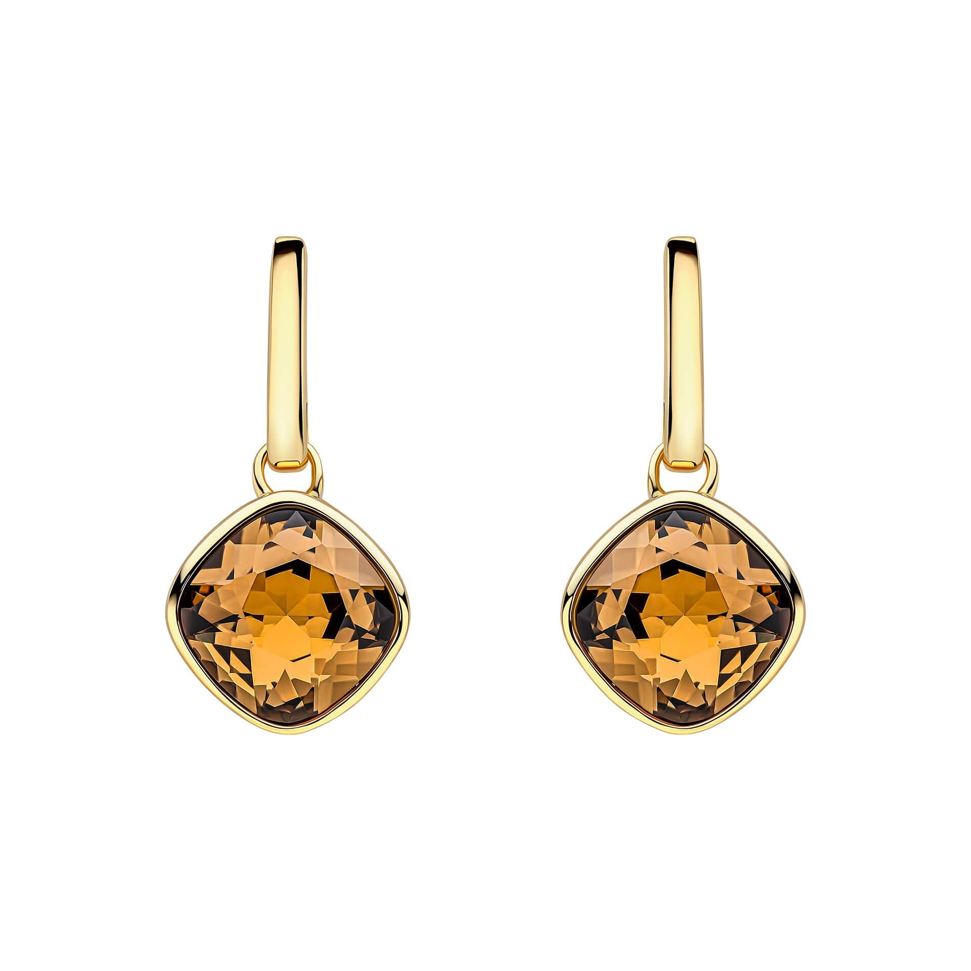 Gecko Jewellery Cushion Cut Crystal Drop Stud Earrings in Sterling Silver