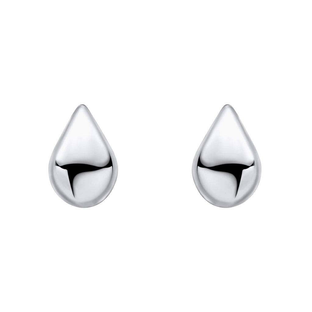 Gecko Jewellery Polished Recycled Sterling Silver Droplet Stud Earrings
