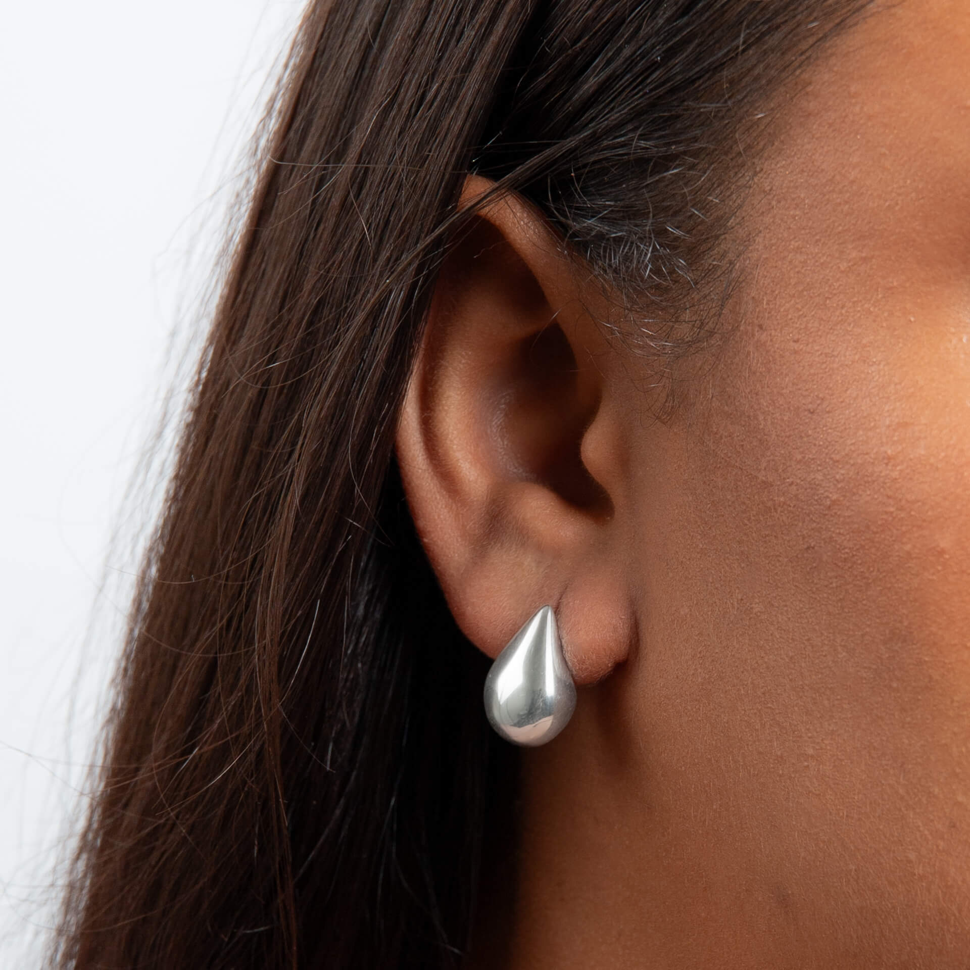 Gecko Jewellery Polished Recycled Sterling Silver Droplet Stud Earrings