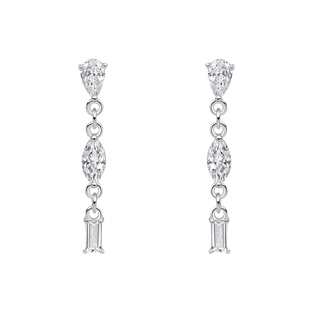 Gecko Jewellery Mixed Shapes Long Drop Earrings | Recycled Silver