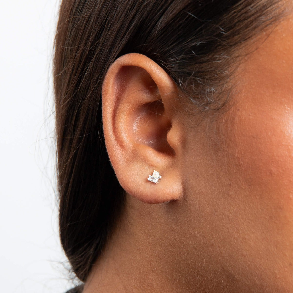 Gecko Jewellery Dainty Cluster Stud Earrings | Silver & Pearl