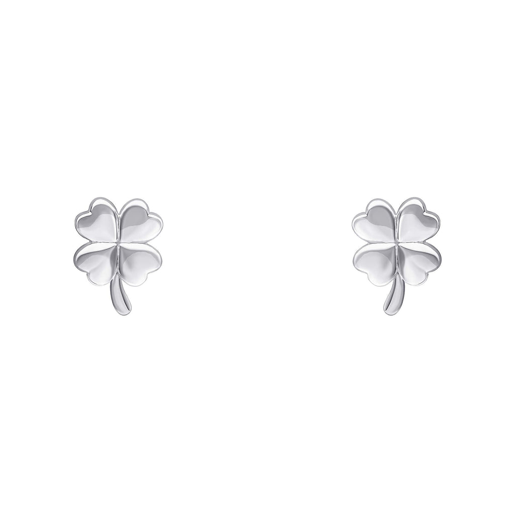 Four Leaf Clover Stud Earrings | Recycled Sterling Silver | Gecko Jewellery