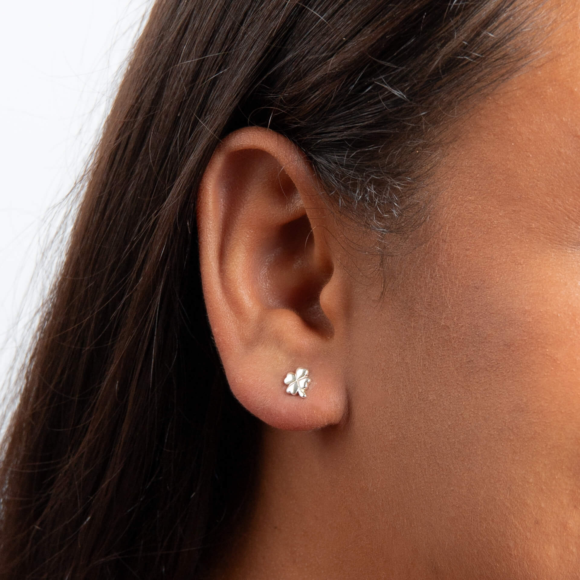 Four Leaf Clover Stud Earrings | Recycled Sterling Silver | Gecko Jewellery
